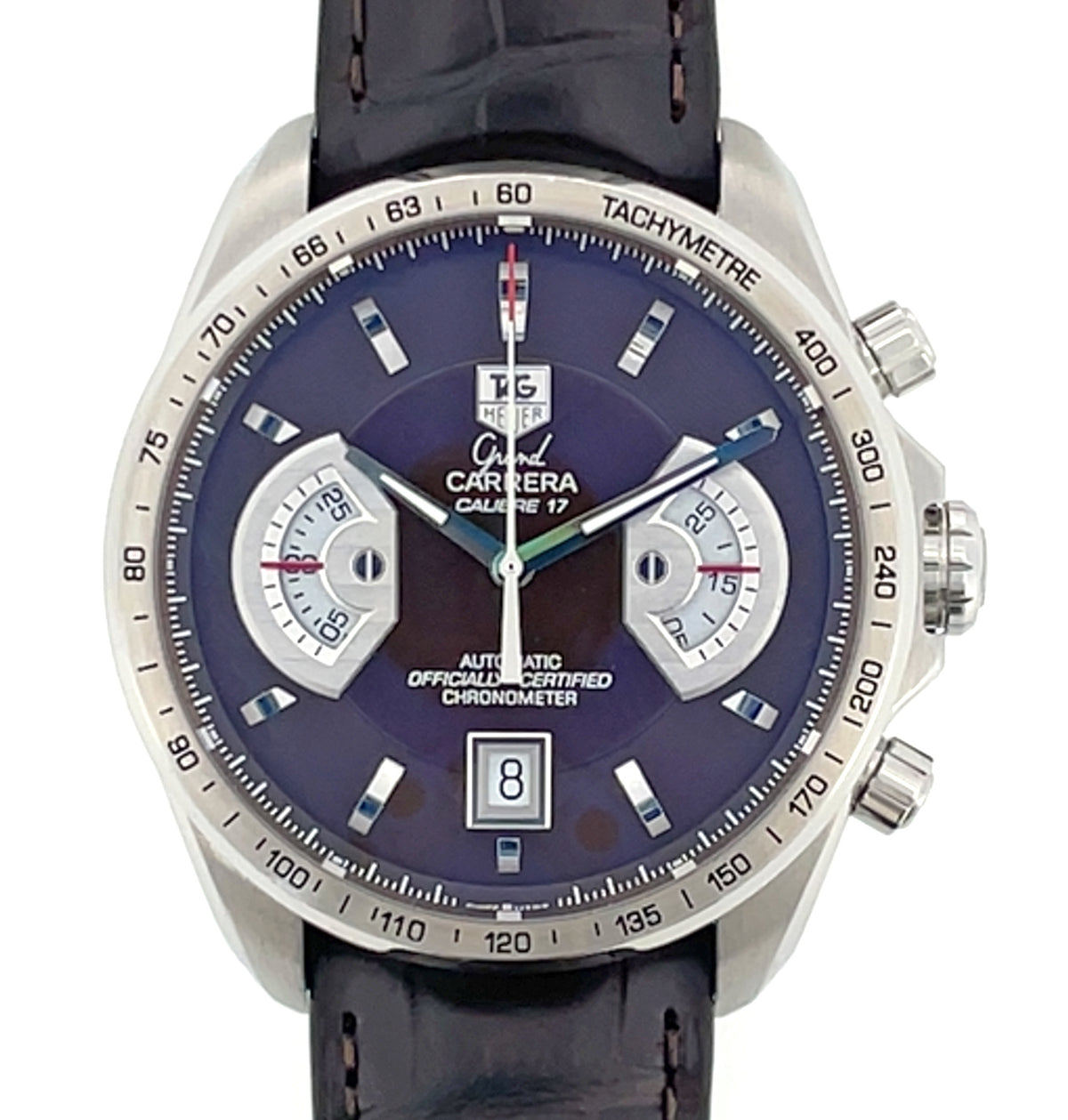 Pre-owned Tag Heuer Grand Carrera Cal. 17 Brown Chronograph 43mm Watch CAV511E.FC6231