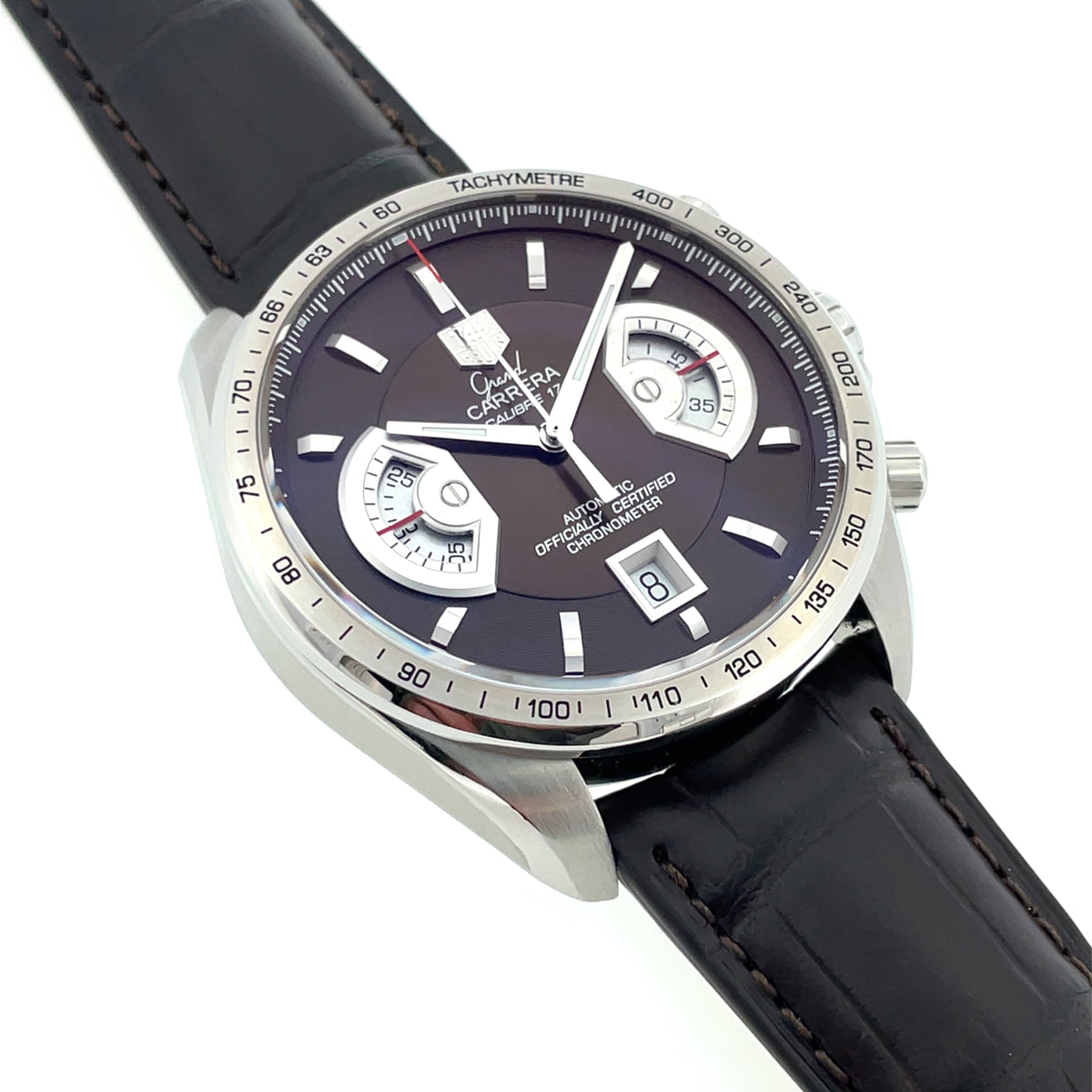 Pre-owned Tag Heuer Grand Carrera Cal. 17 Brown Chronograph 43mm Watch CAV511E.FC6231