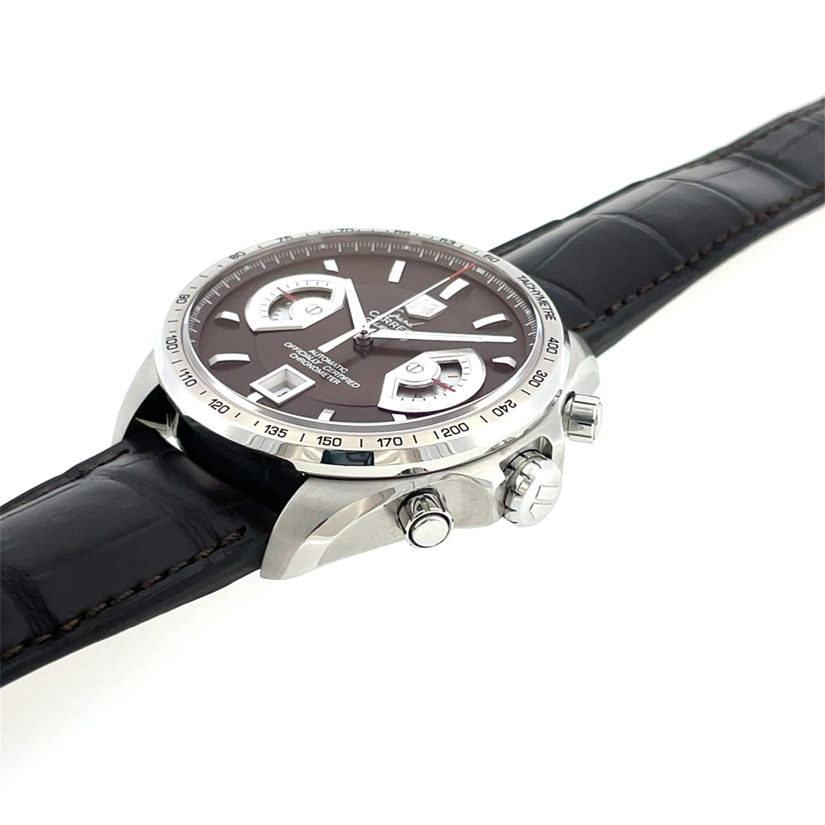 Pre-owned Tag Heuer Grand Carrera Cal. 17 Brown Chronograph 43mm Watch CAV511E.FC6231