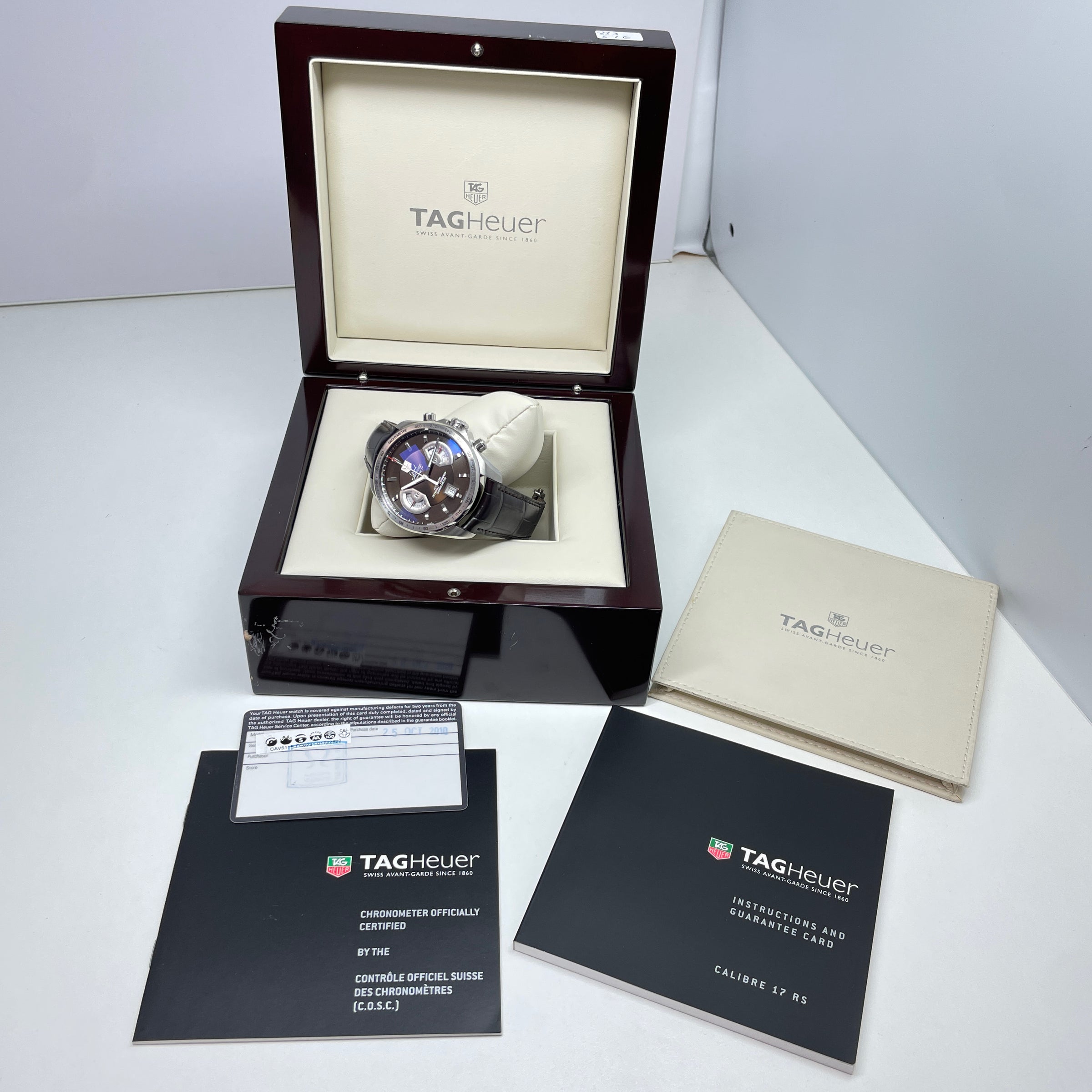 Pre-owned Tag Heuer Grand Carrera Cal. 17 Brown Chronograph 43mm Watch CAV511E.FC6231