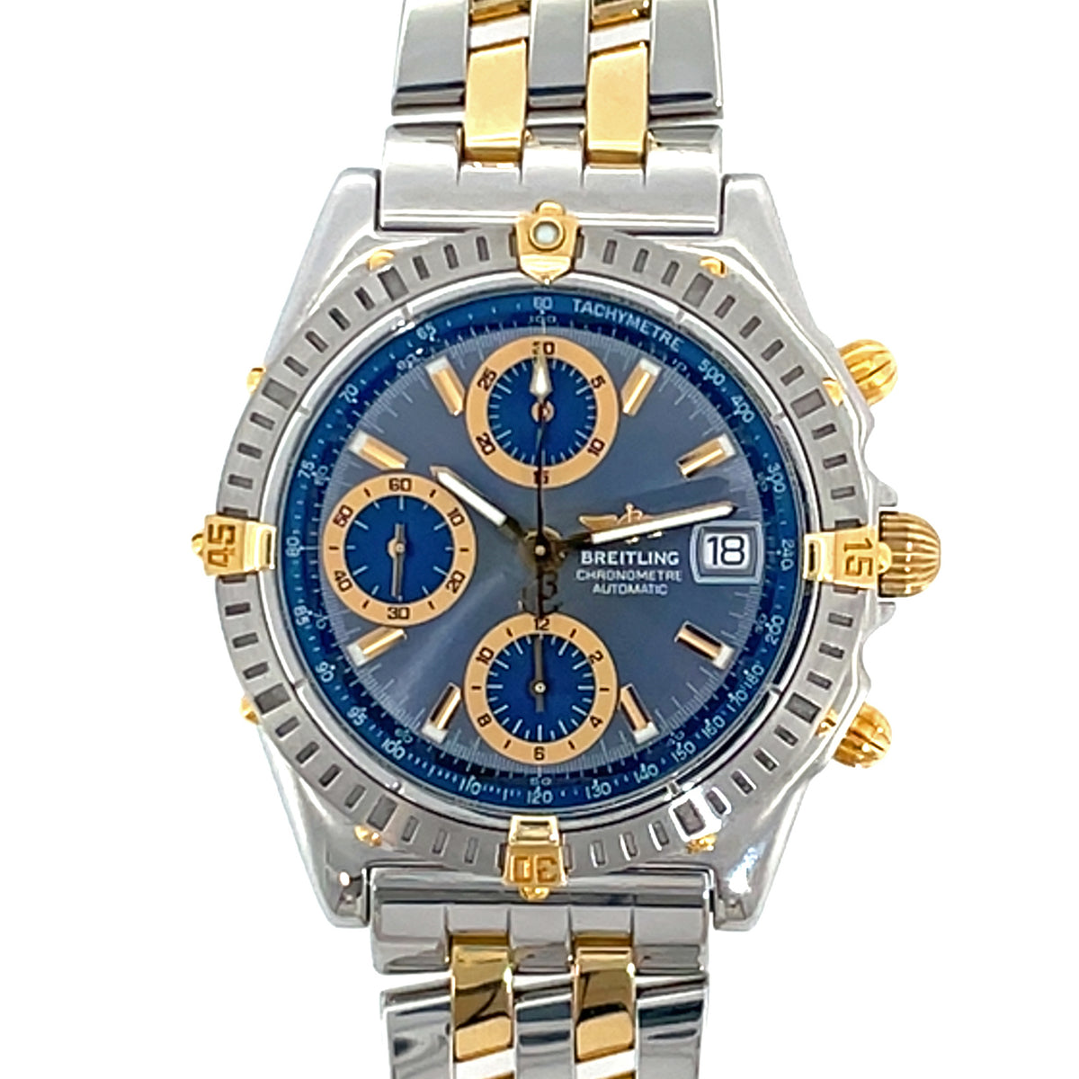 Pre-Owned Breitling Chronomat Grey Stainless Steel and 18K Yellow Gold Watch B13352 38mm