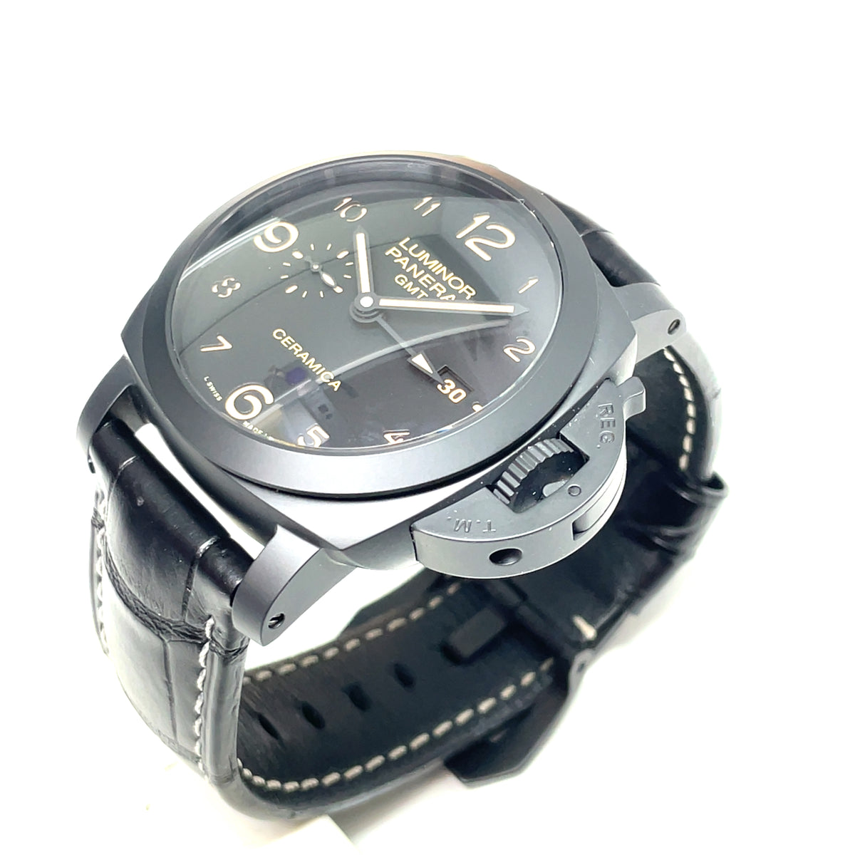 Pre-Owned Panerai Luminor 1950 3 Days GMT Ceramica (PAM 441) 44mm Watch