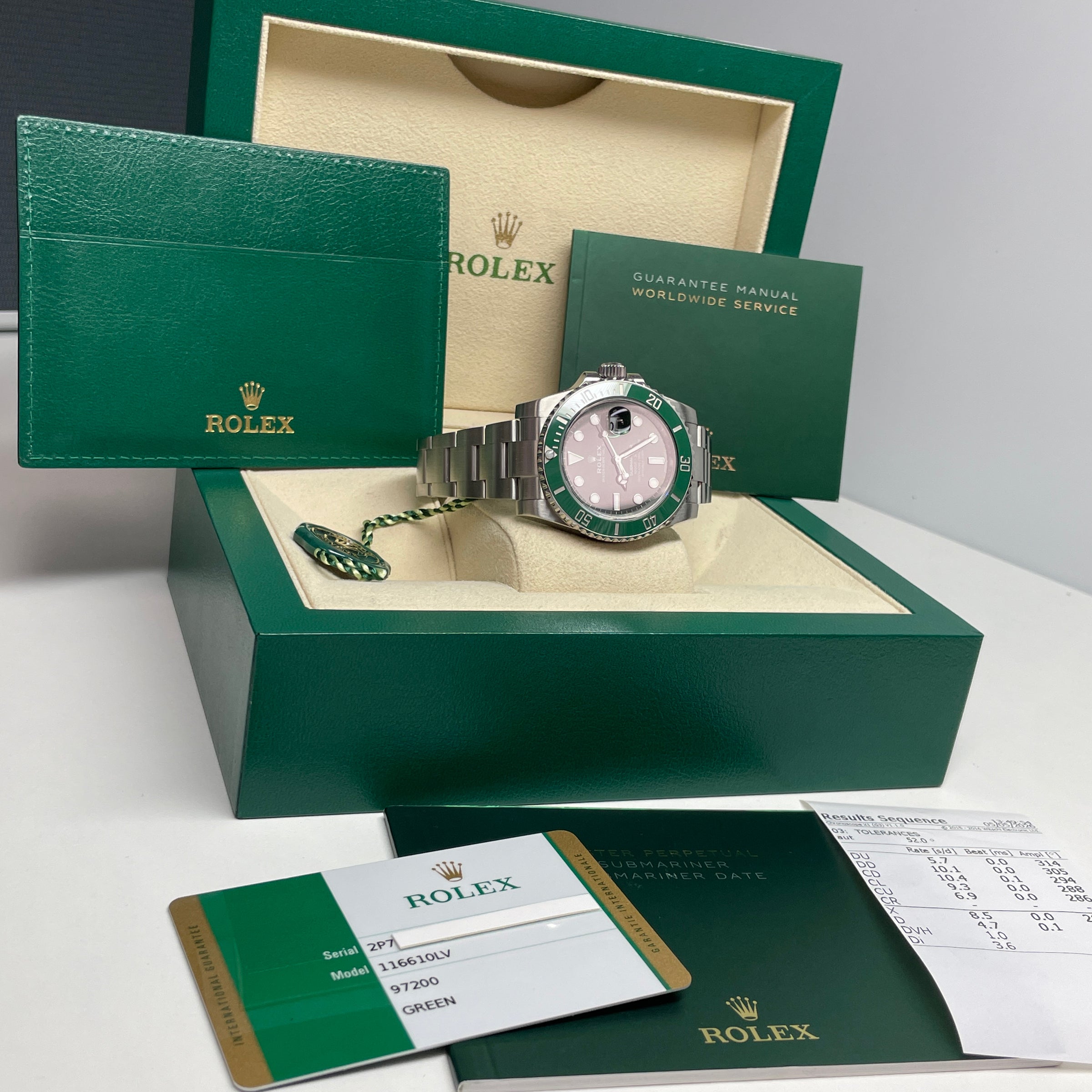 Pre-owned Rolex Submariner Green Dial Ceramic Bezel Hulk Oyster 40mm 116610LV