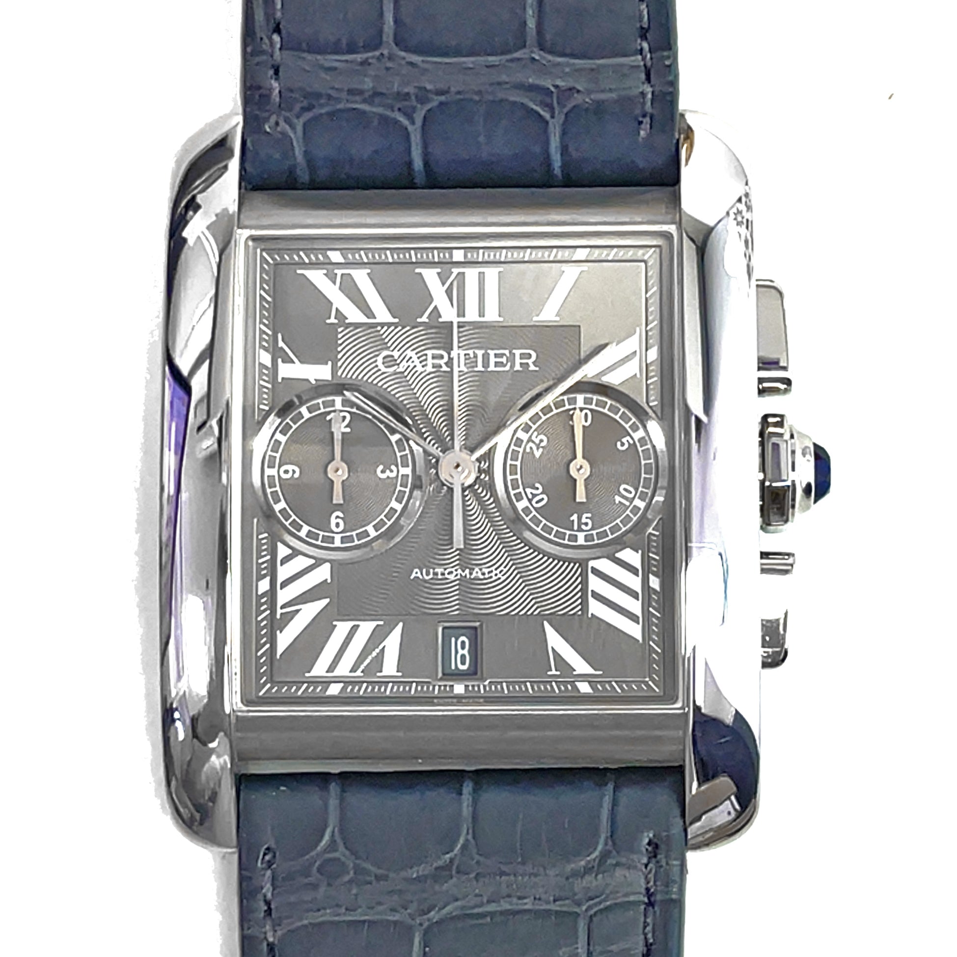 Pre-Owned Cartier Tank Large 44 x34.3mm Chronograph Grey W5330008