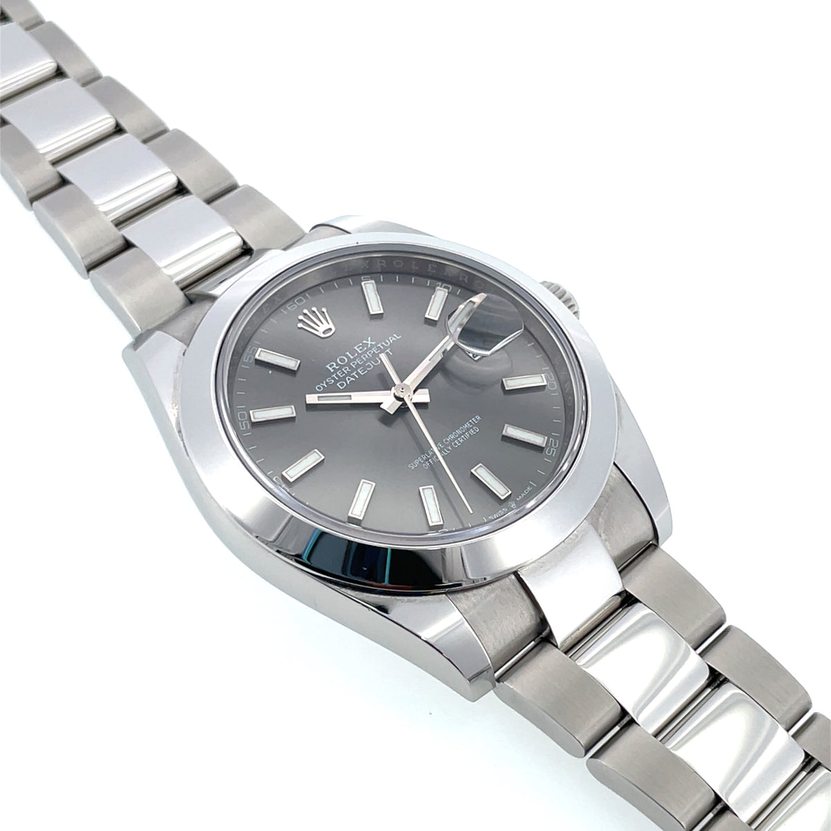 Pre-Owned Rolex Datejust 41mm Automatic Grey Slate Dial Oyster Watch 126300 2023