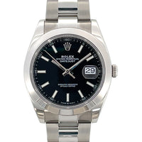 Pre-Owned Rolex Datejust 41mm Automatic Black Dial Oyster Steel Watch126300