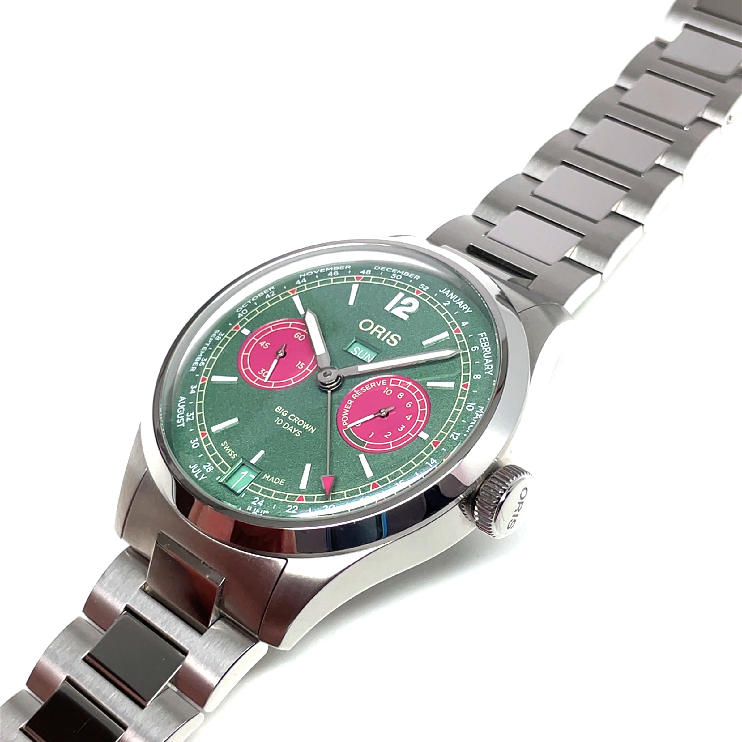 Pre-Owned Oris Big Crown Calibre 113 Pink Green Calendar Mechanical Watch 43mm