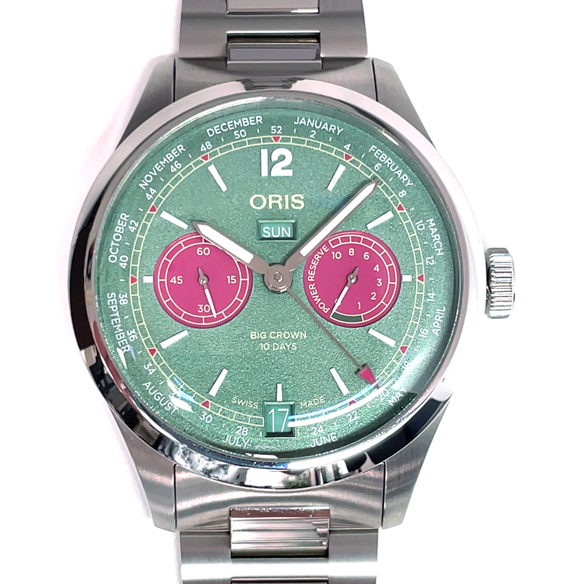 Pre-Owned Oris Big Crown Calibre 113 Pink Green Calendar Mechanical Watch 43mm