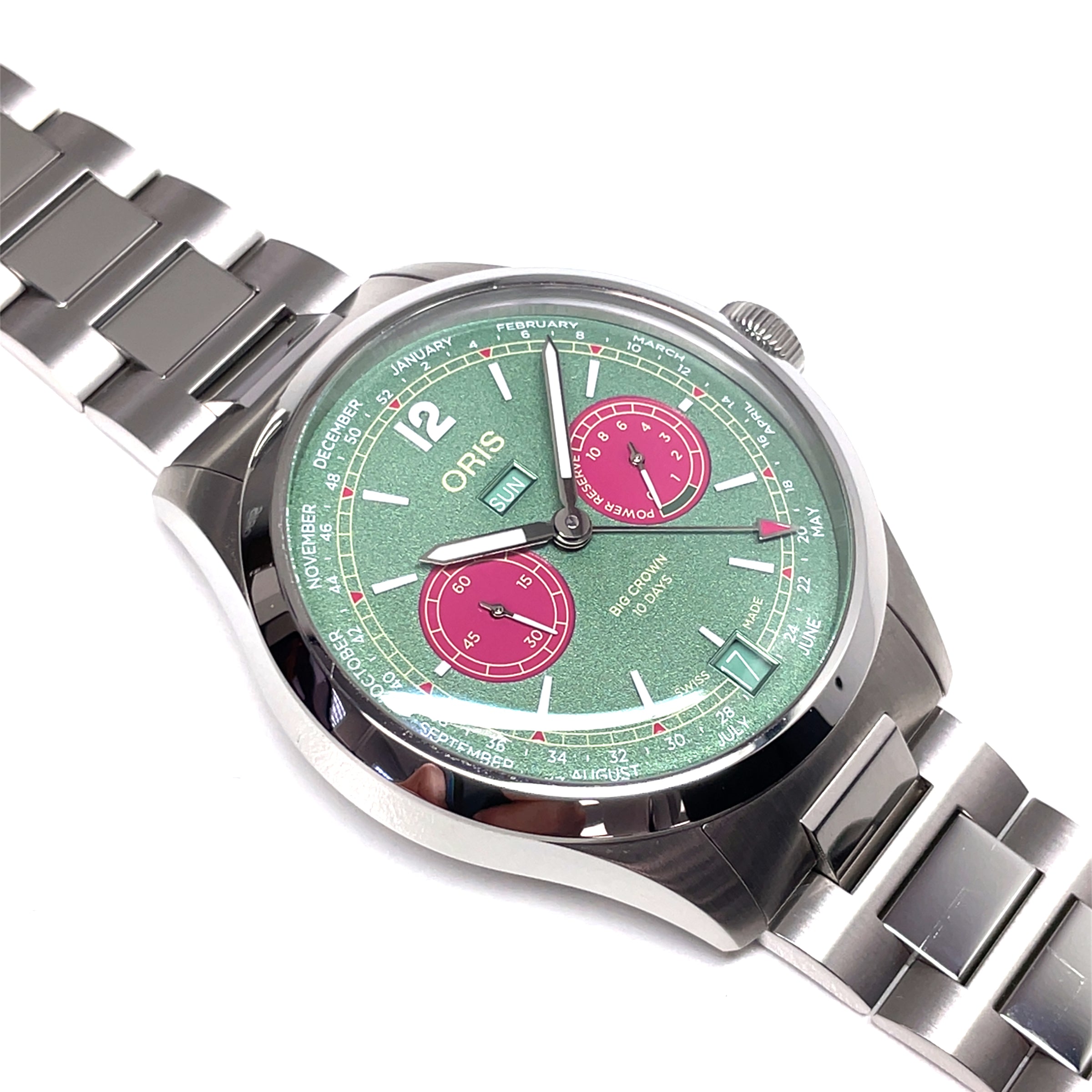 Pre-Owned Oris Big Crown Calibre 113 Pink Green Calendar Mechanical Watch 43mm