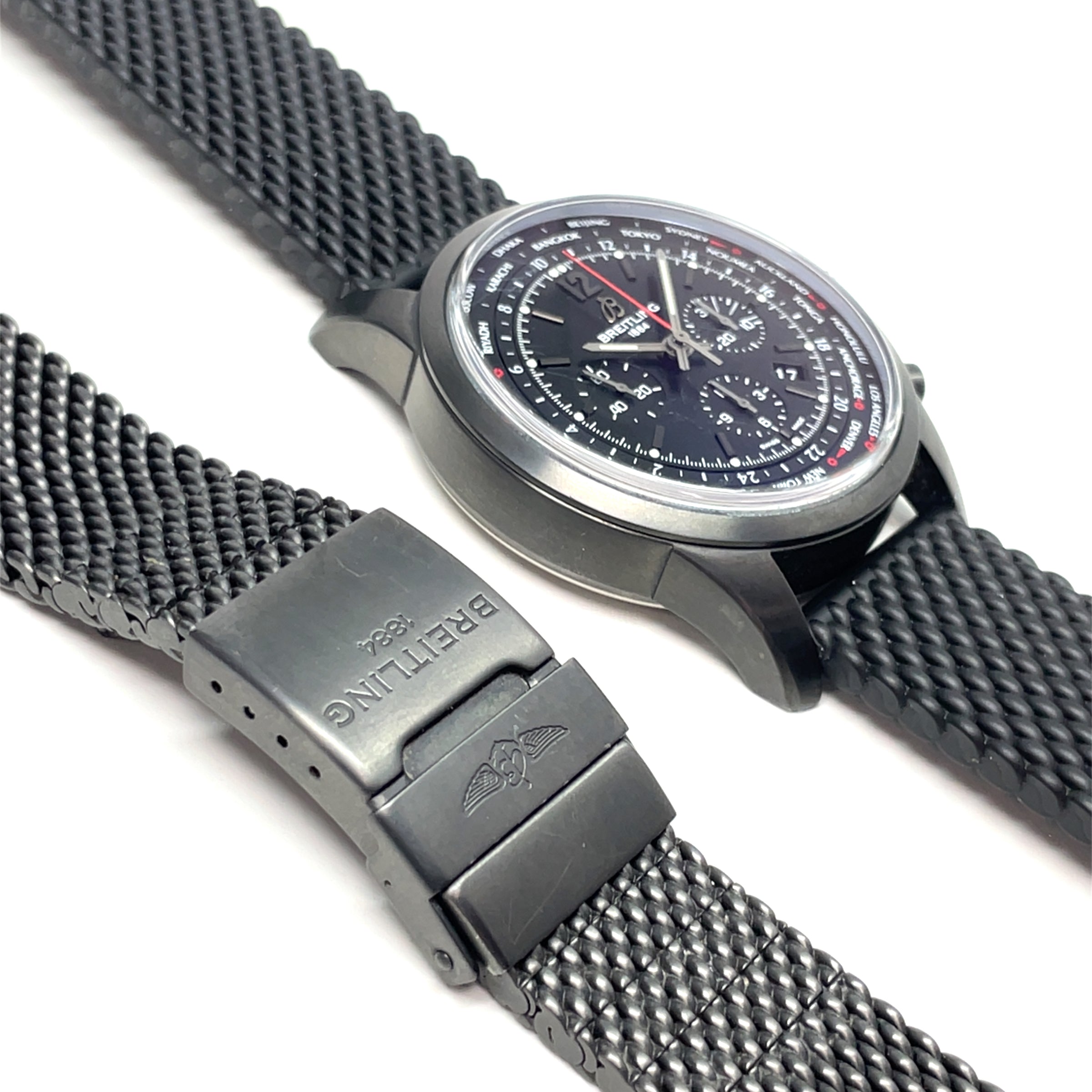 Pre-Owned Breitling Transocean Blacksteel Unitime Pilot 46mm Automatic Chrongraph Watch MB0510U6