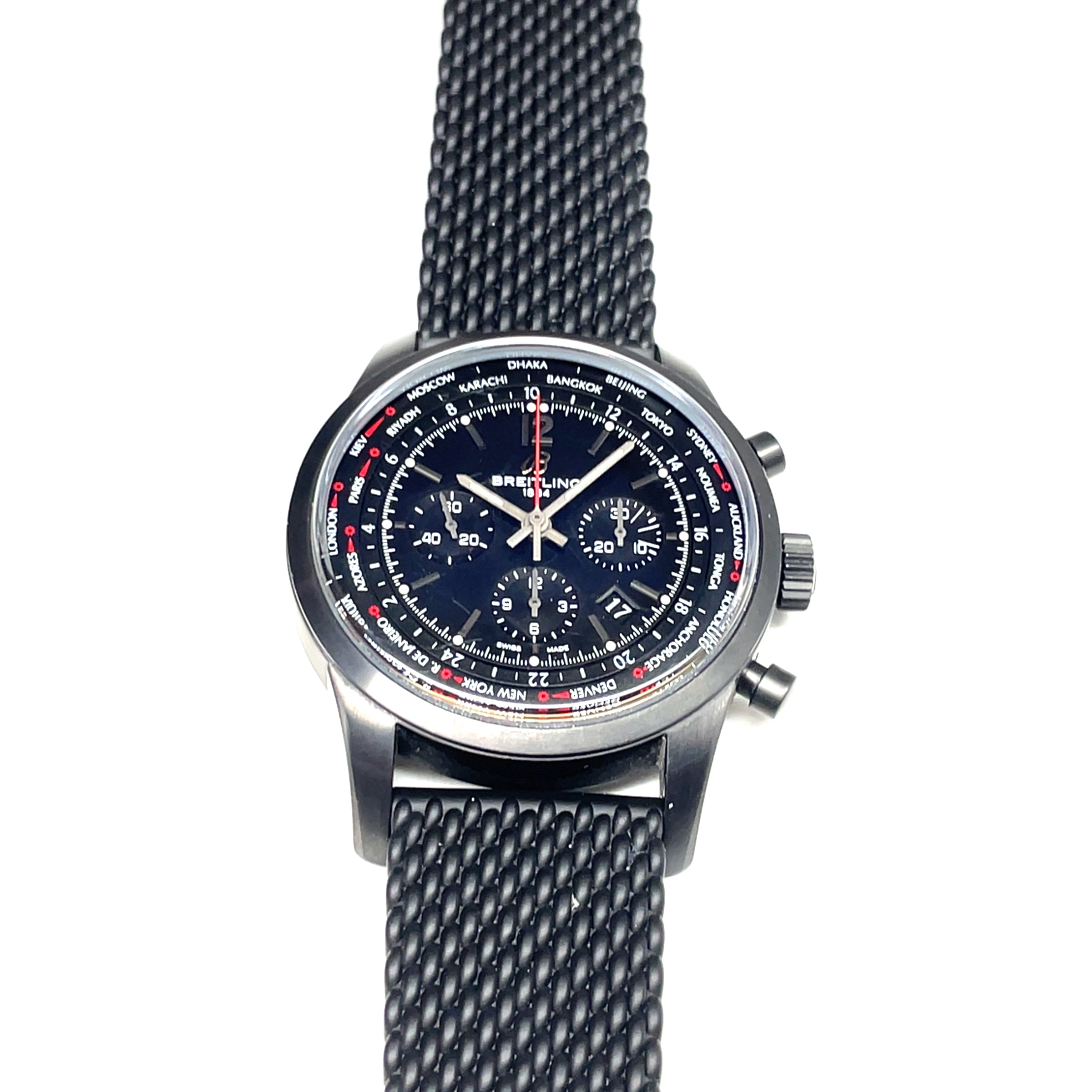 Pre-Owned Breitling Transocean Blacksteel Unitime Pilot 46mm Automatic Chrongraph Watch MB0510U6