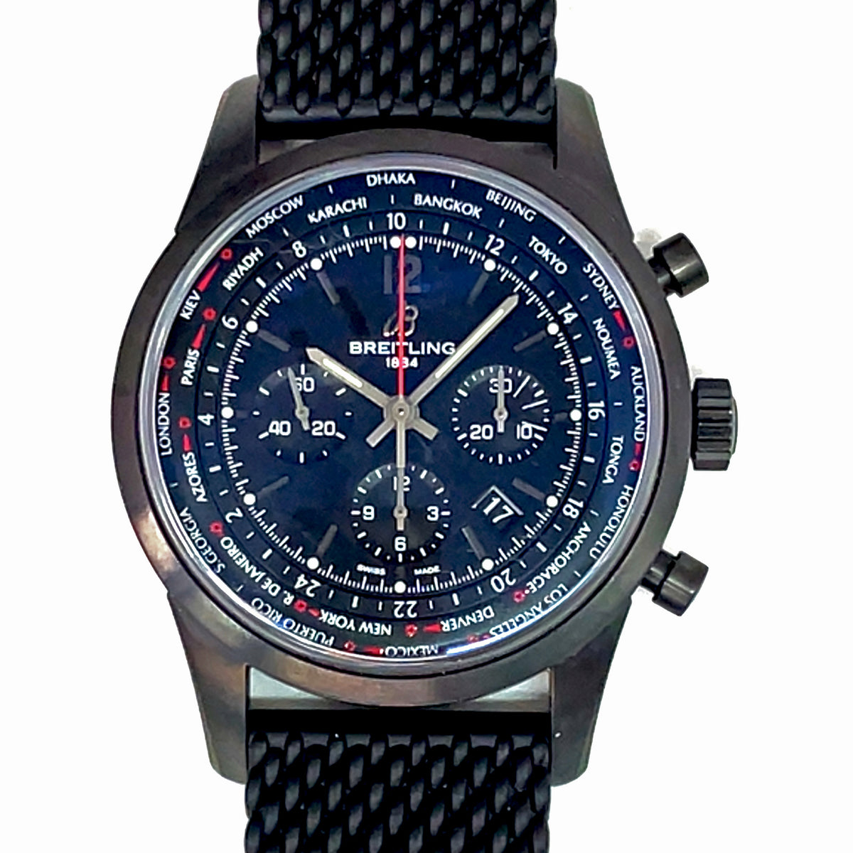 Pre-Owned Breitling Transocean Blacksteel Unitime Pilot 46mm Automatic Chrongraph Watch MB0510U6