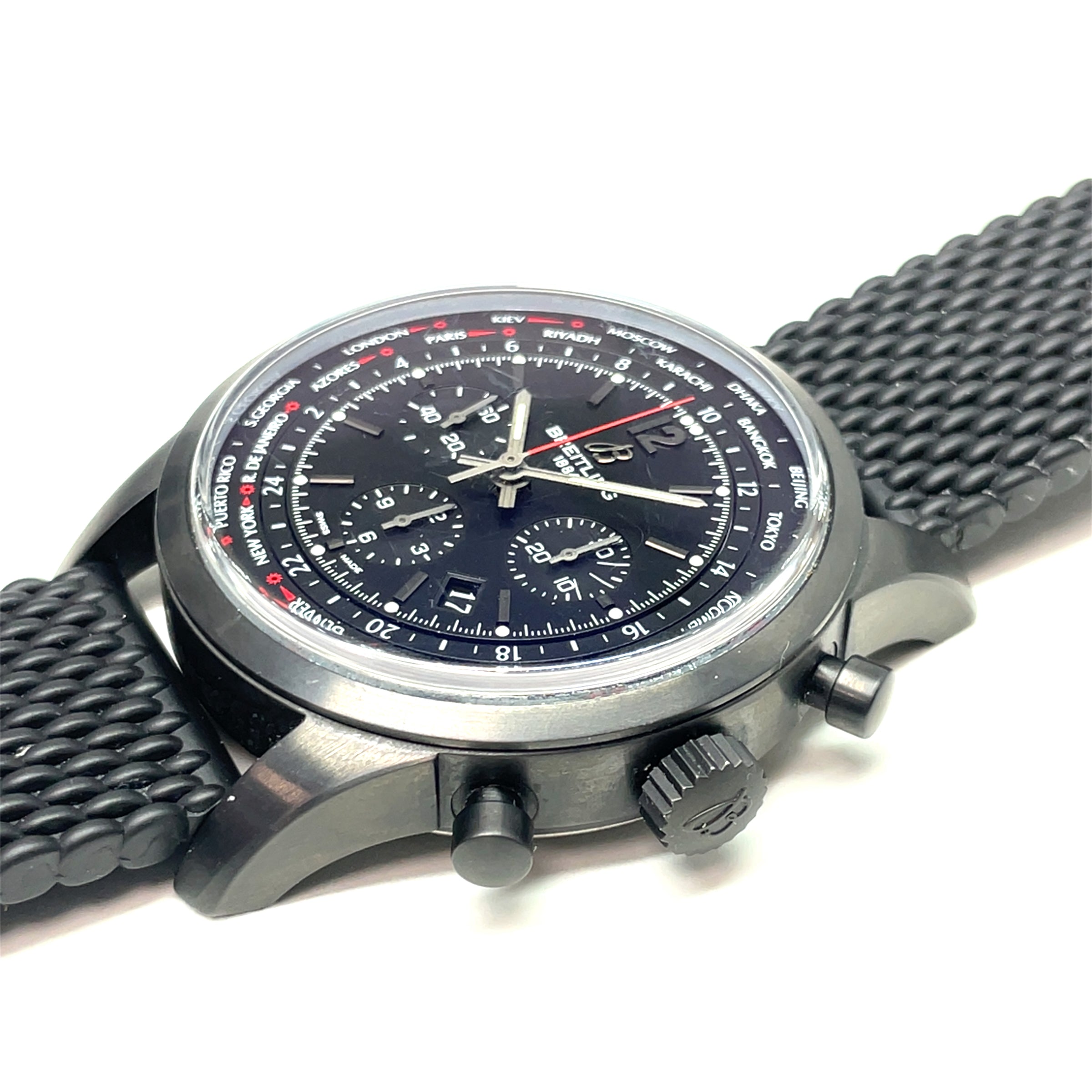 Pre-Owned Breitling Transocean Blacksteel Unitime Pilot 46mm Automatic Chrongraph Watch MB0510U6