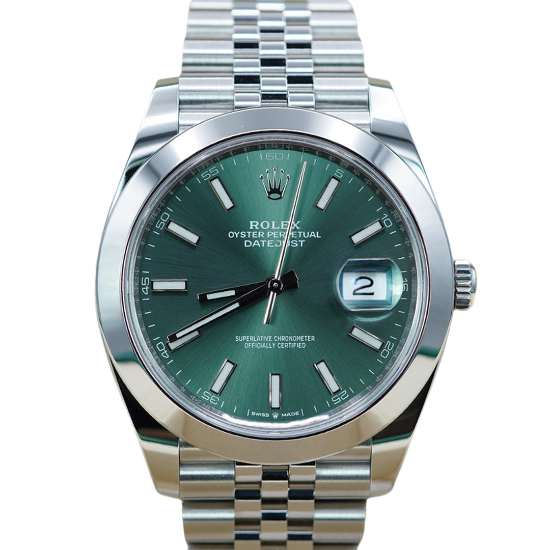 Pre-Owned Rolex Datejust 41MM Green Dial Automatic Oyster Bracelet Watch