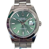 Pre-Owned Rolex Datejust 41mm Mint Green Dial Automatic Oyster Bracelet Watch 2024 126300