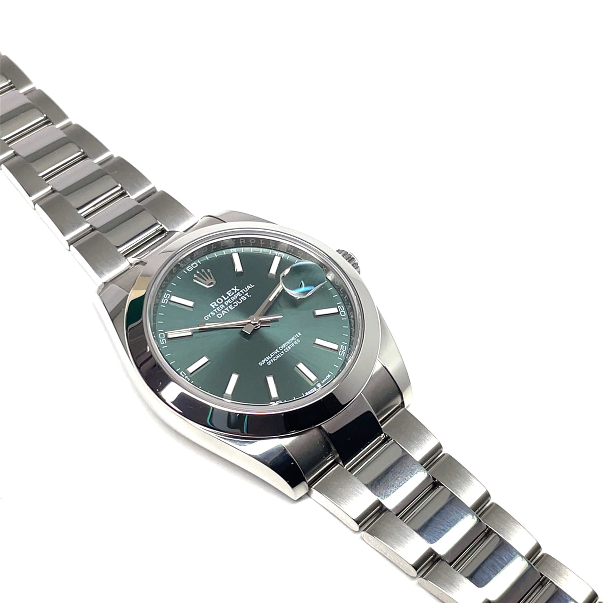 Pre-Owned Rolex Datejust 41mm Mint Green Dial Automatic Oyster Bracelet Watch 2024 126300