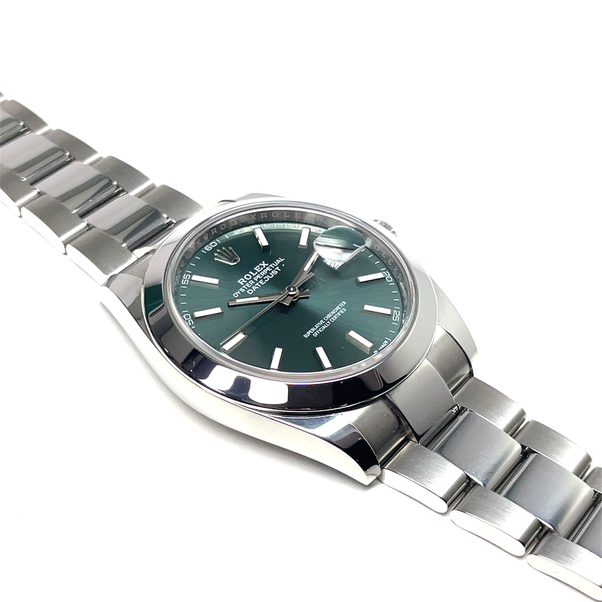 Pre-Owned Rolex Datejust 41mm Mint Green Dial Automatic Oyster Bracelet Watch 2024 126300