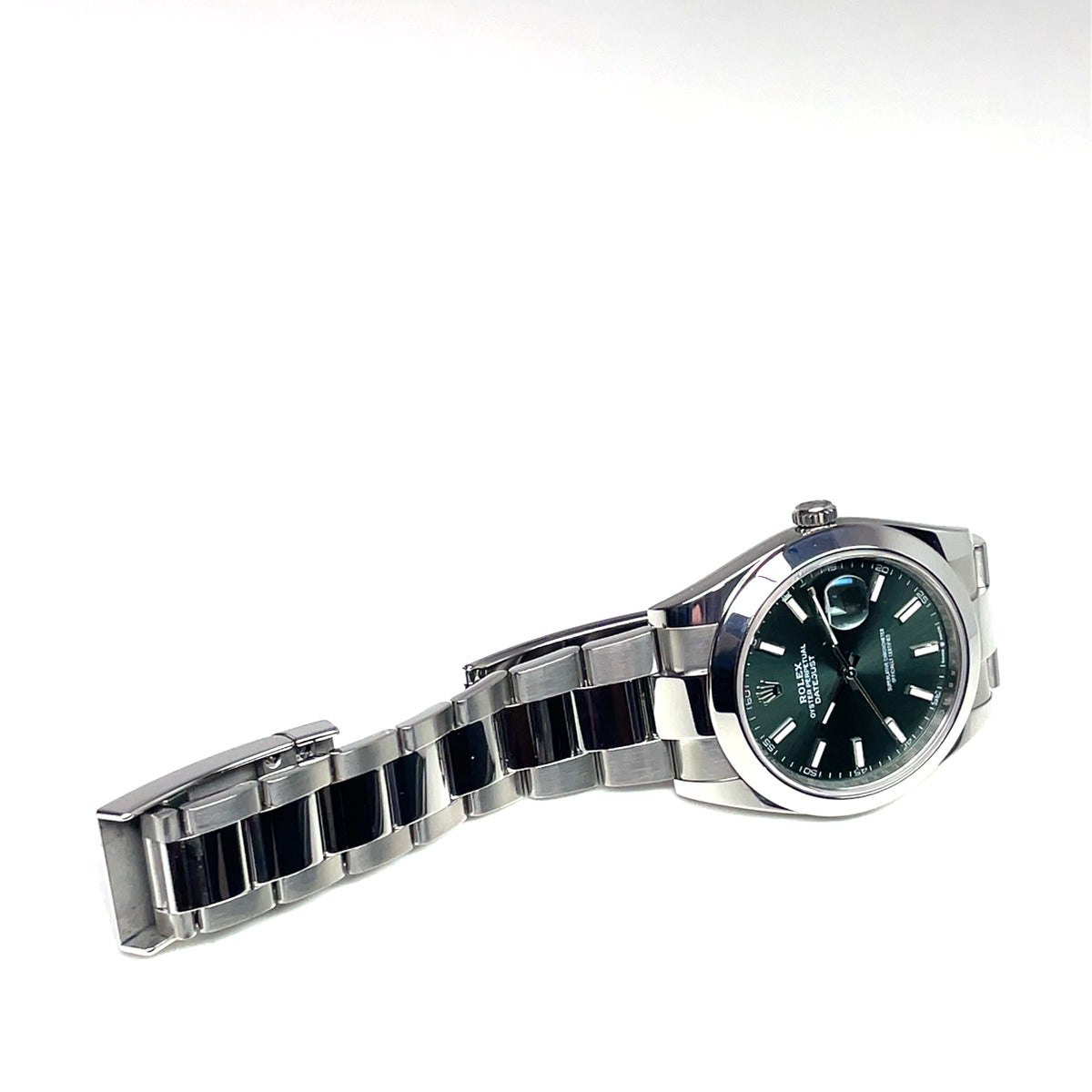 Pre-Owned Rolex Datejust 41mm Mint Green Dial Automatic Oyster Bracelet Watch 2024 126300