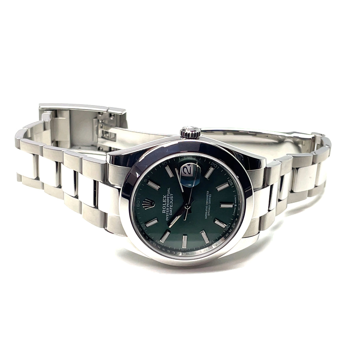 Pre-Owned Rolex Datejust 41mm Mint Green Dial Automatic Oyster Bracelet Watch 2024 126300