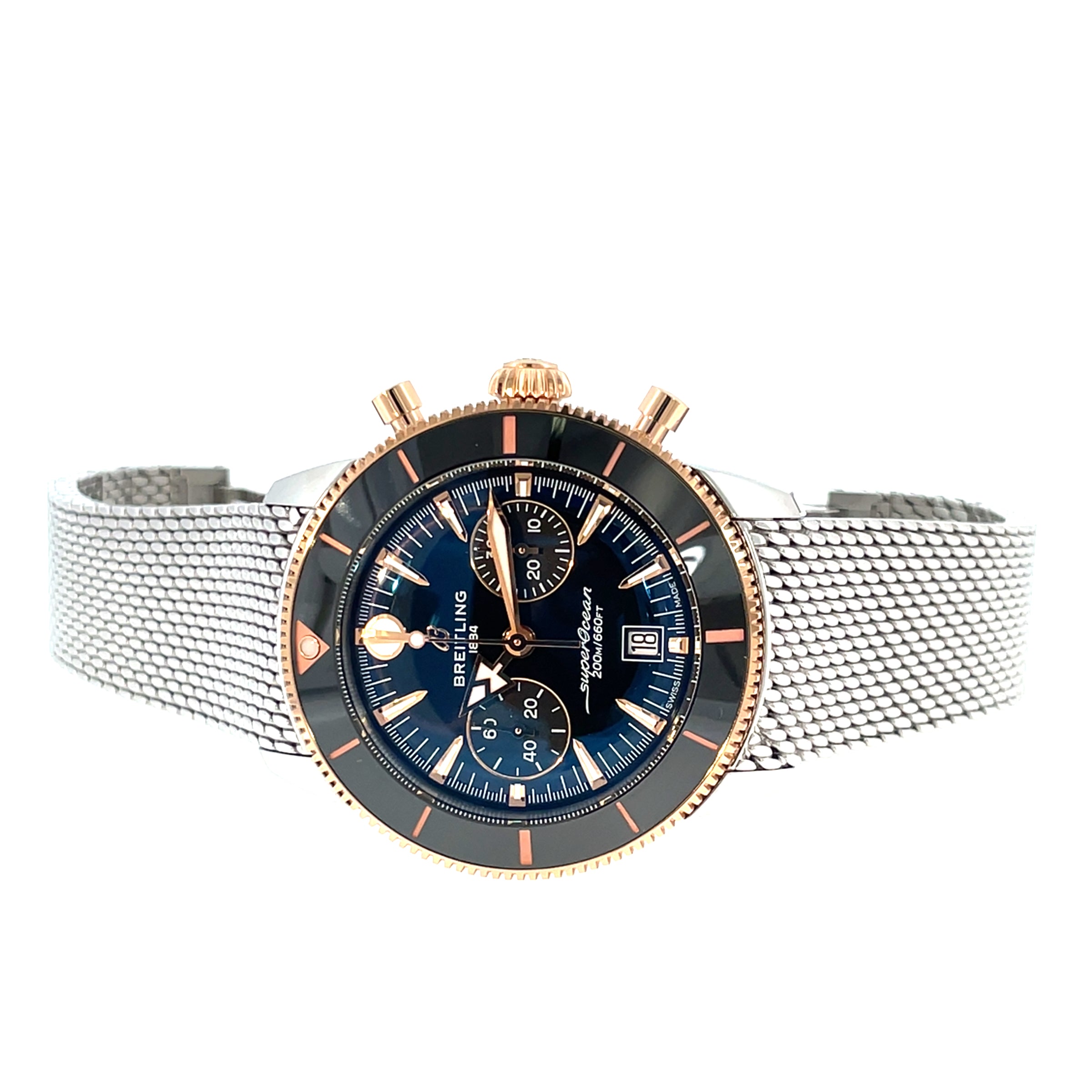 Pre-Owned Breitling Superocean 42 Heritage B01 Chronograph Black Dial Watch UB0156H11B1A1