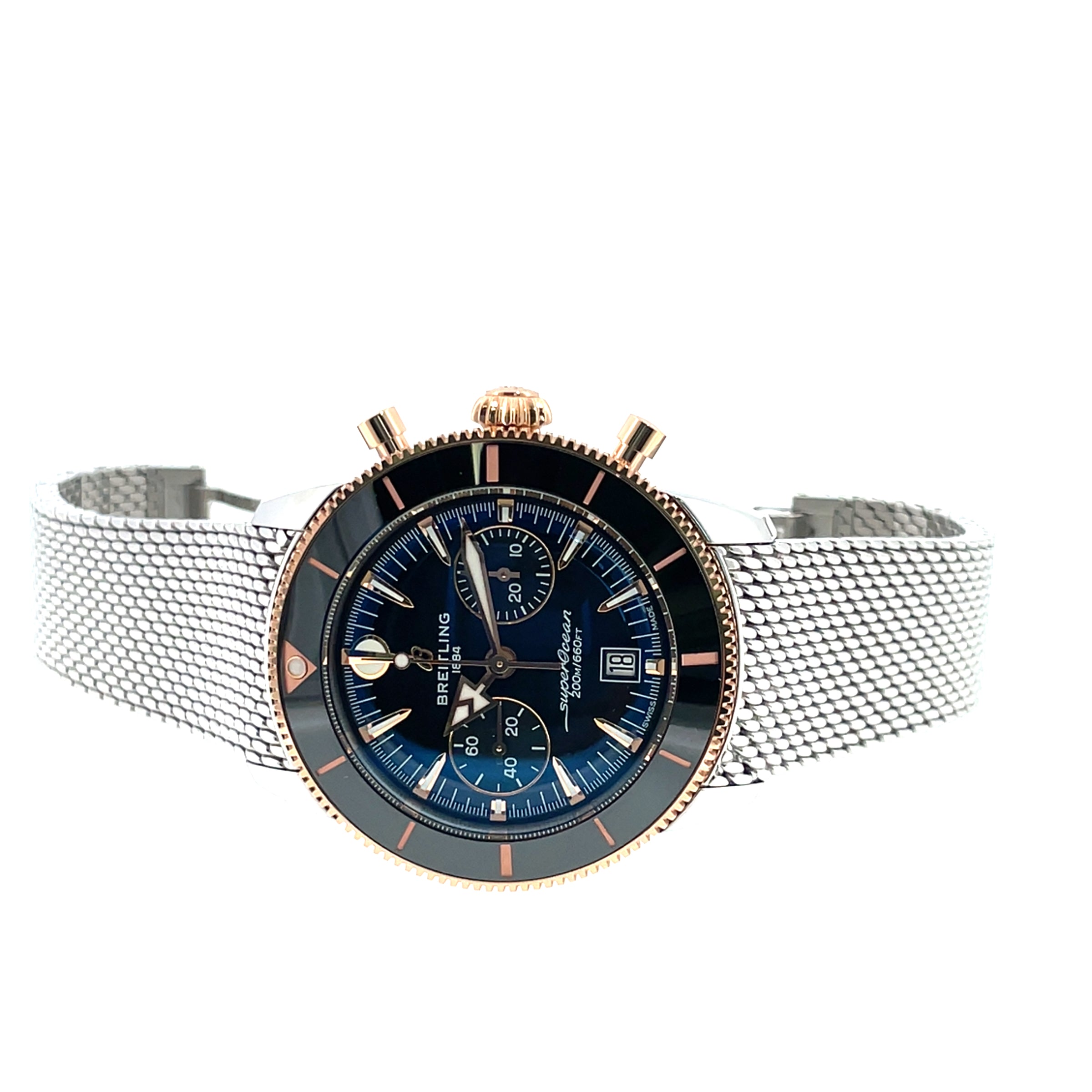 Pre-Owned Breitling Superocean 42 Heritage B01 Chronograph Black Dial Watch UB0156H11B1A1