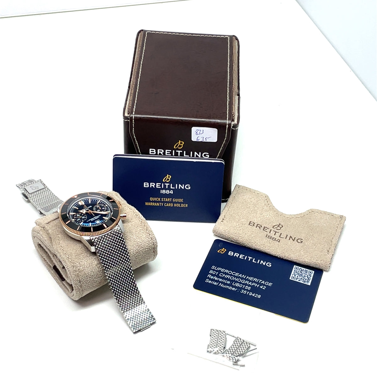 Pre-Owned Breitling Superocean 42 Heritage B01 Chronograph Black Dial Watch UB0156H11B1A1