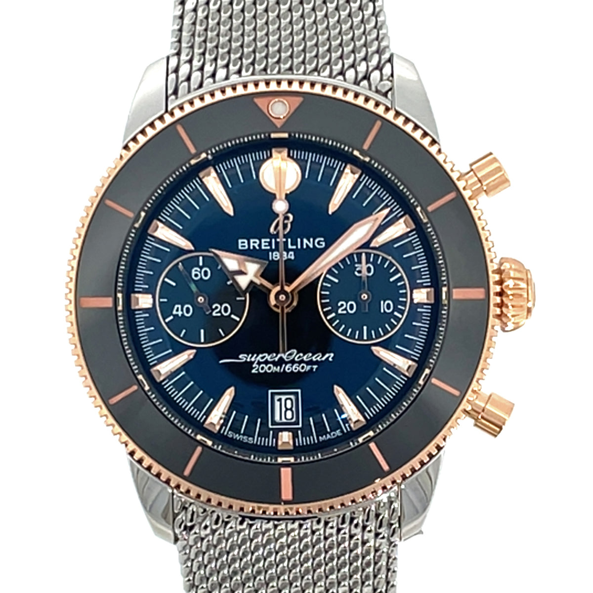 Pre-Owned Breitling Superocean 42 Heritage B01 Chronograph Black Dial Watch UB0156H11B1A1