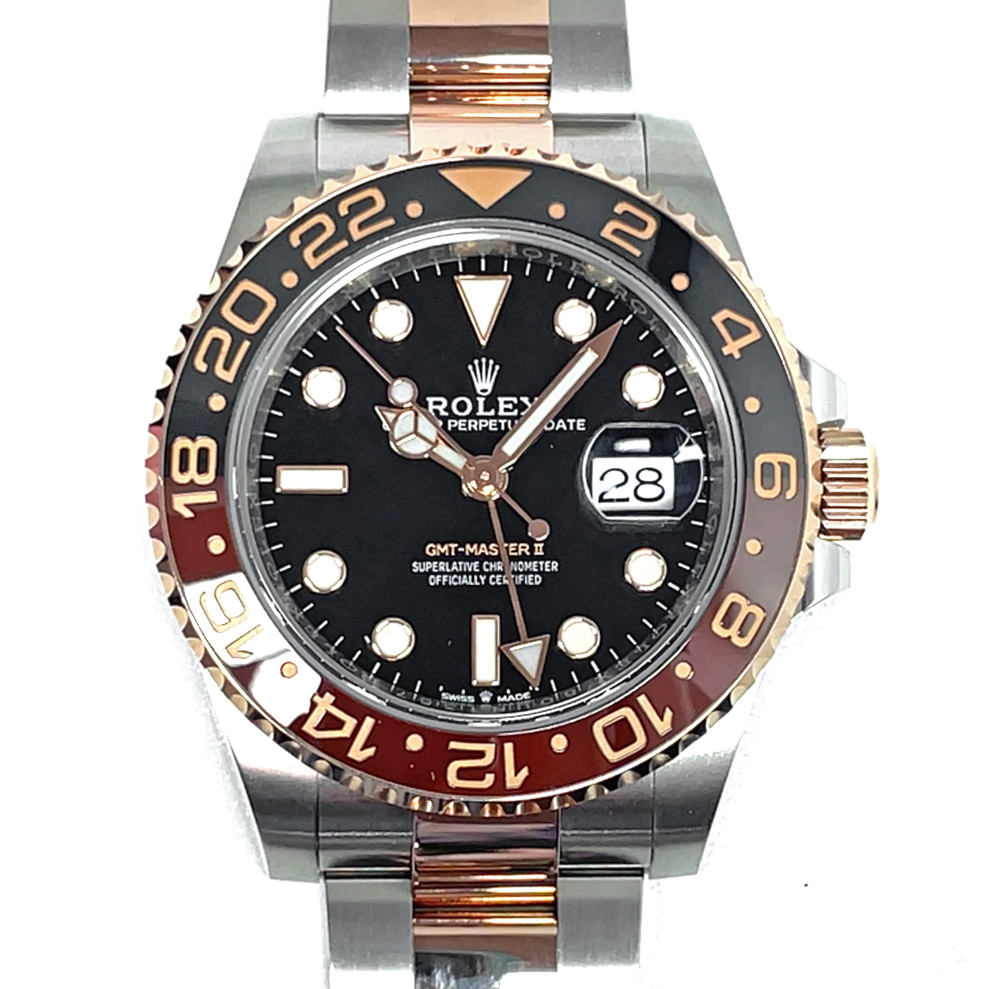 Pre-Owned Rolex GMT "Rootbeer" Oyster Everose Rose Gold Watch 40mm 126711CHNR