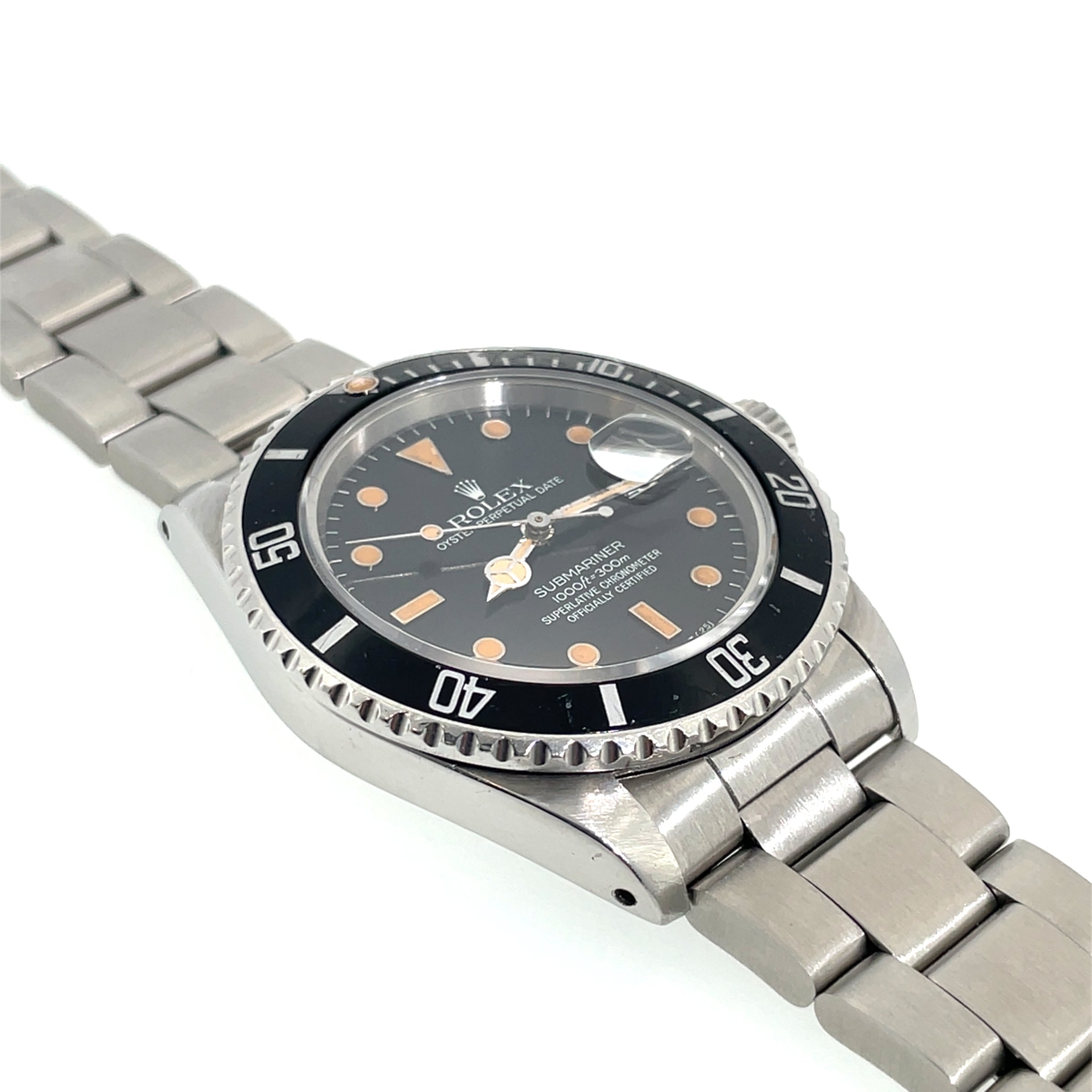Pre-Owned Rolex Vintage Submariner Date Automatic 1984 Black Dial Watch 16800 40mm