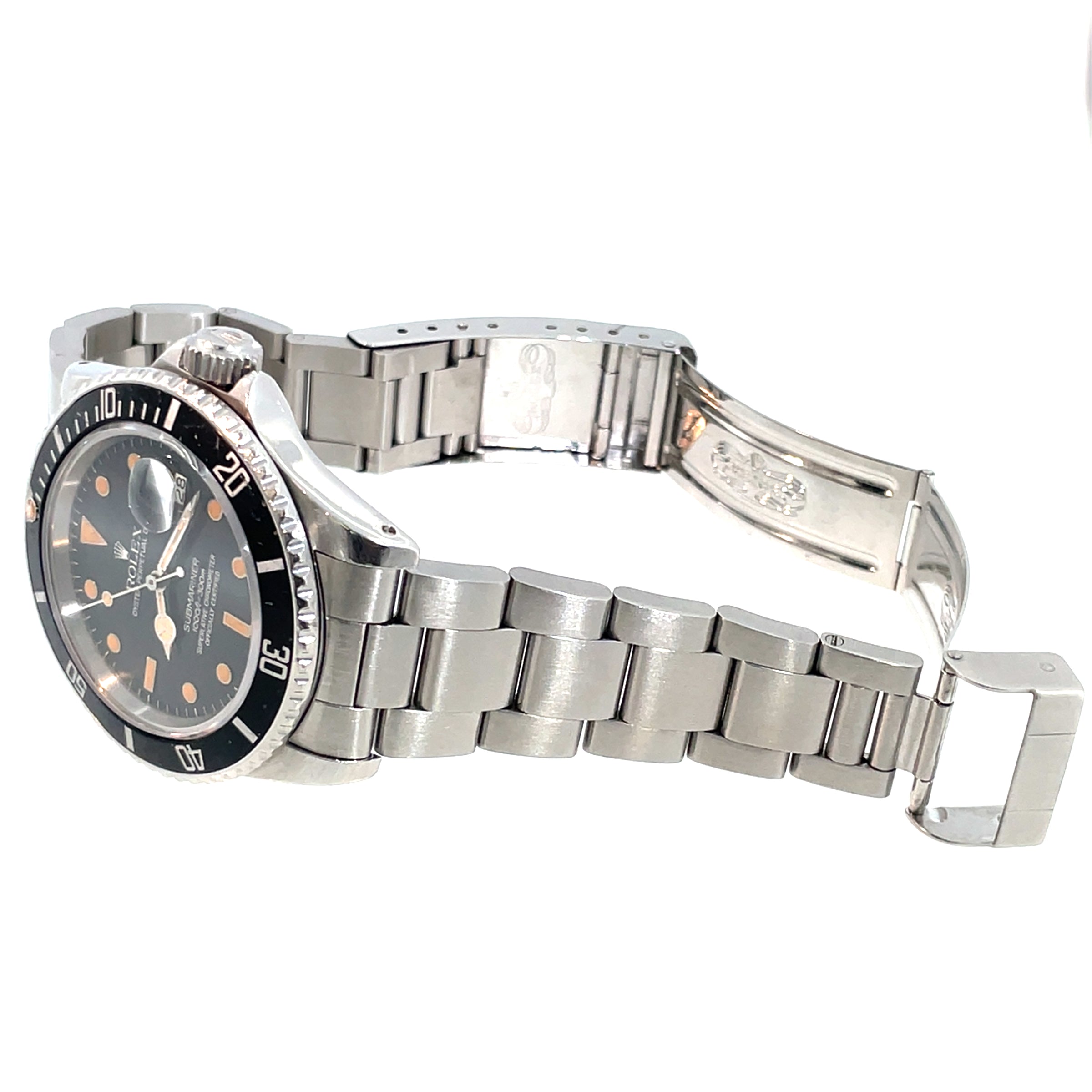 Pre-Owned Rolex Vintage Submariner Date Automatic 1984 Black Dial Watch 16800 40mm