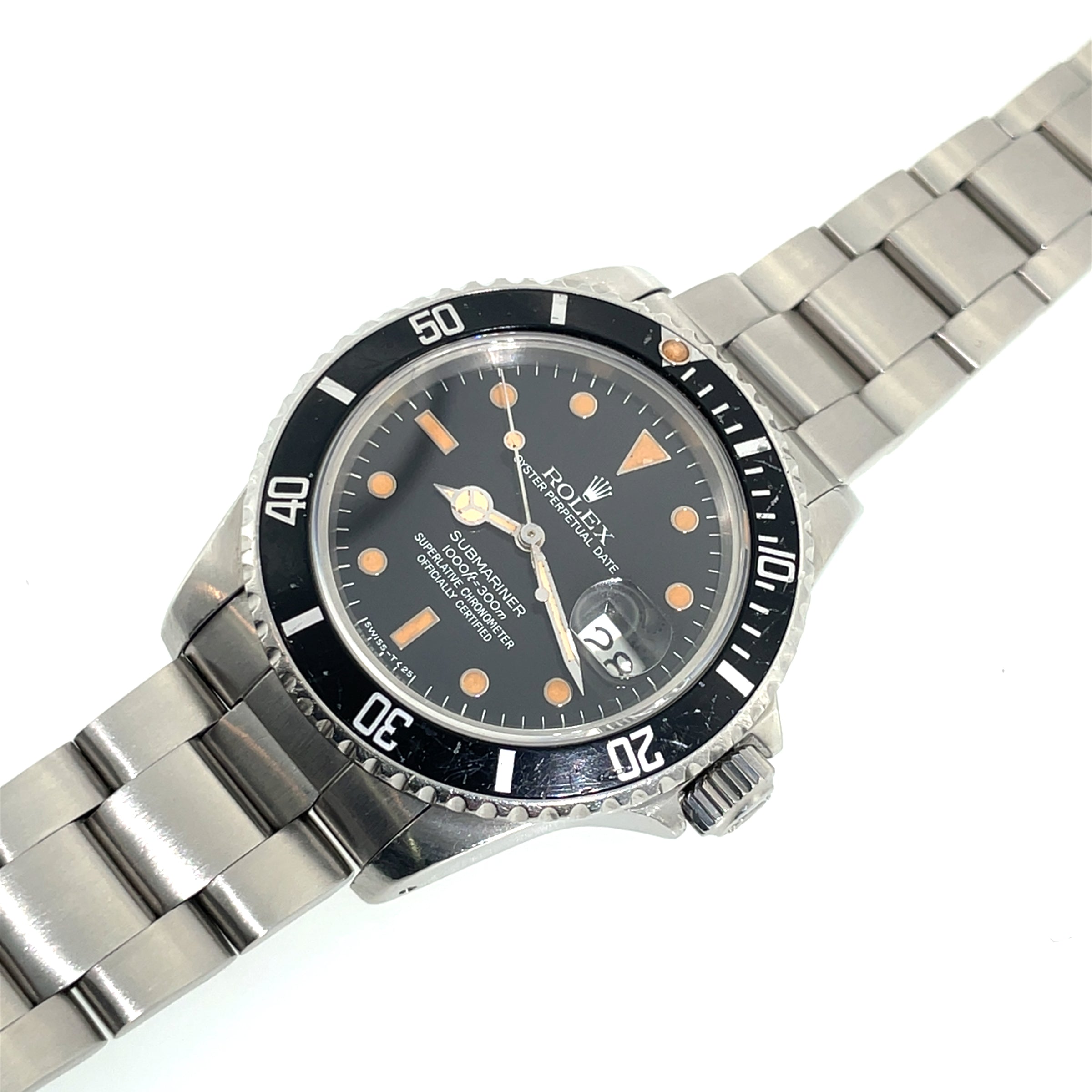 Pre-Owned Rolex Vintage Submariner Date Automatic 1984 Black Dial Watch 16800 40mm