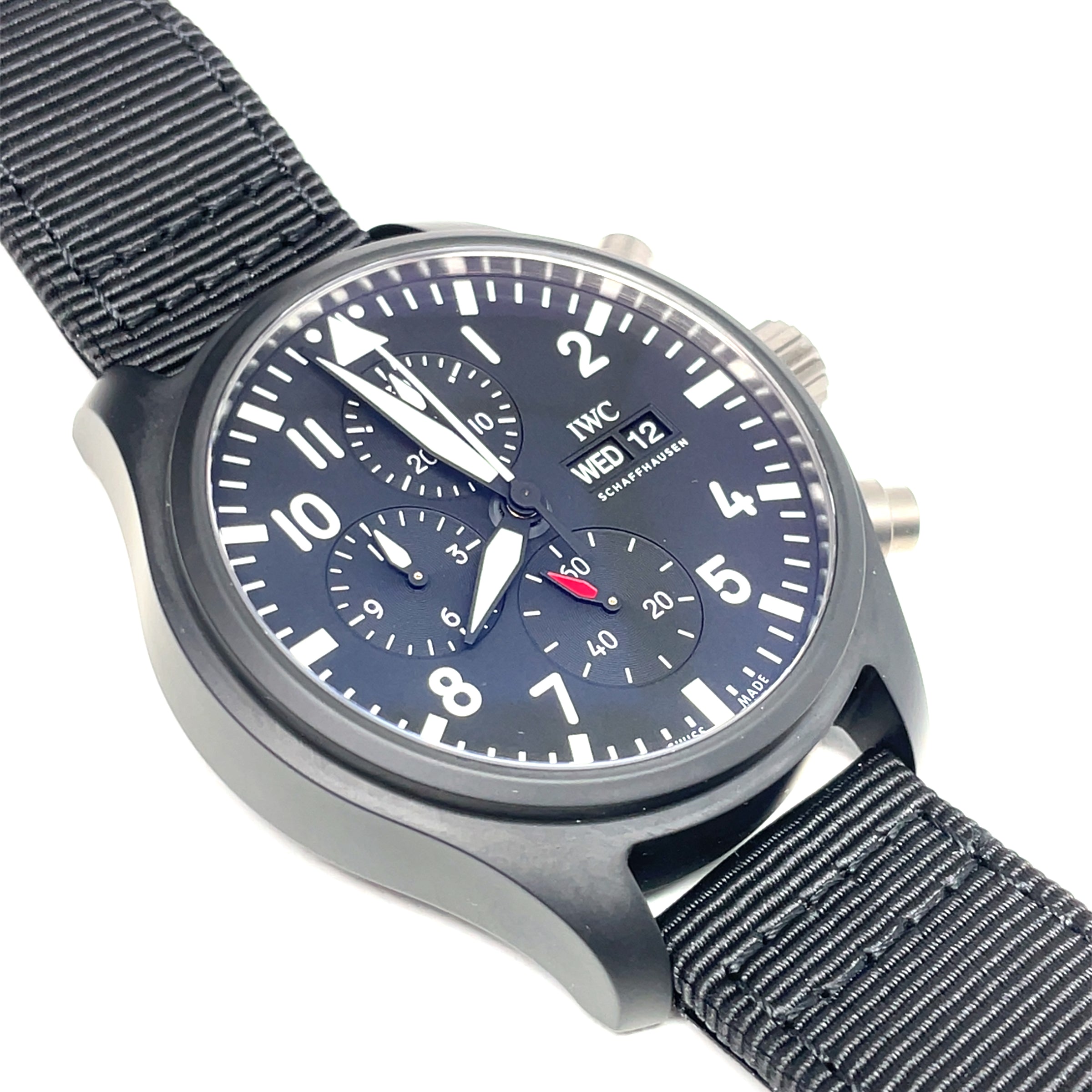 Pre-owned IWC Top Gun Black Pilot Ceramic 44.5mm Watch Chrono IW389101