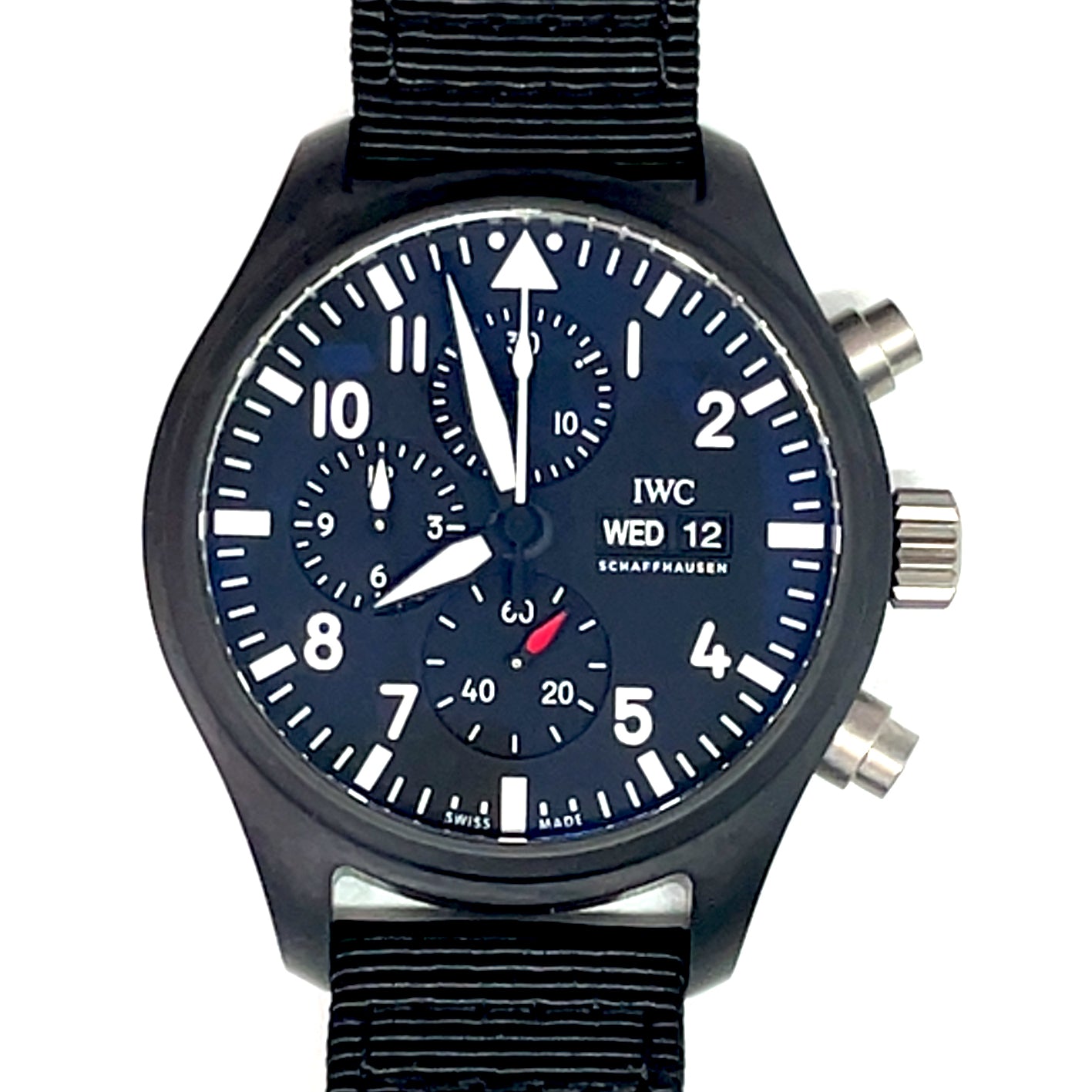 Pre-owned IWC Top Gun Black Pilot Ceramic 44.5mm Watch Chrono IW389101