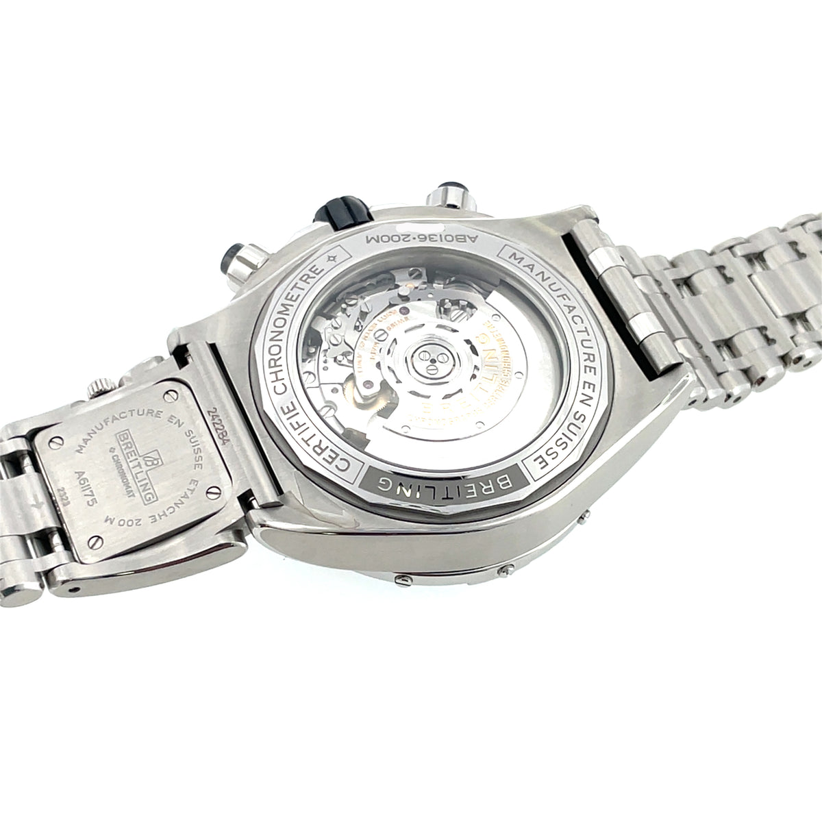 Pre-Owned Breitling Super Chronomat B01 44 Automatic UTC Module Black Steel Watch AB0136251B1A2 UTC