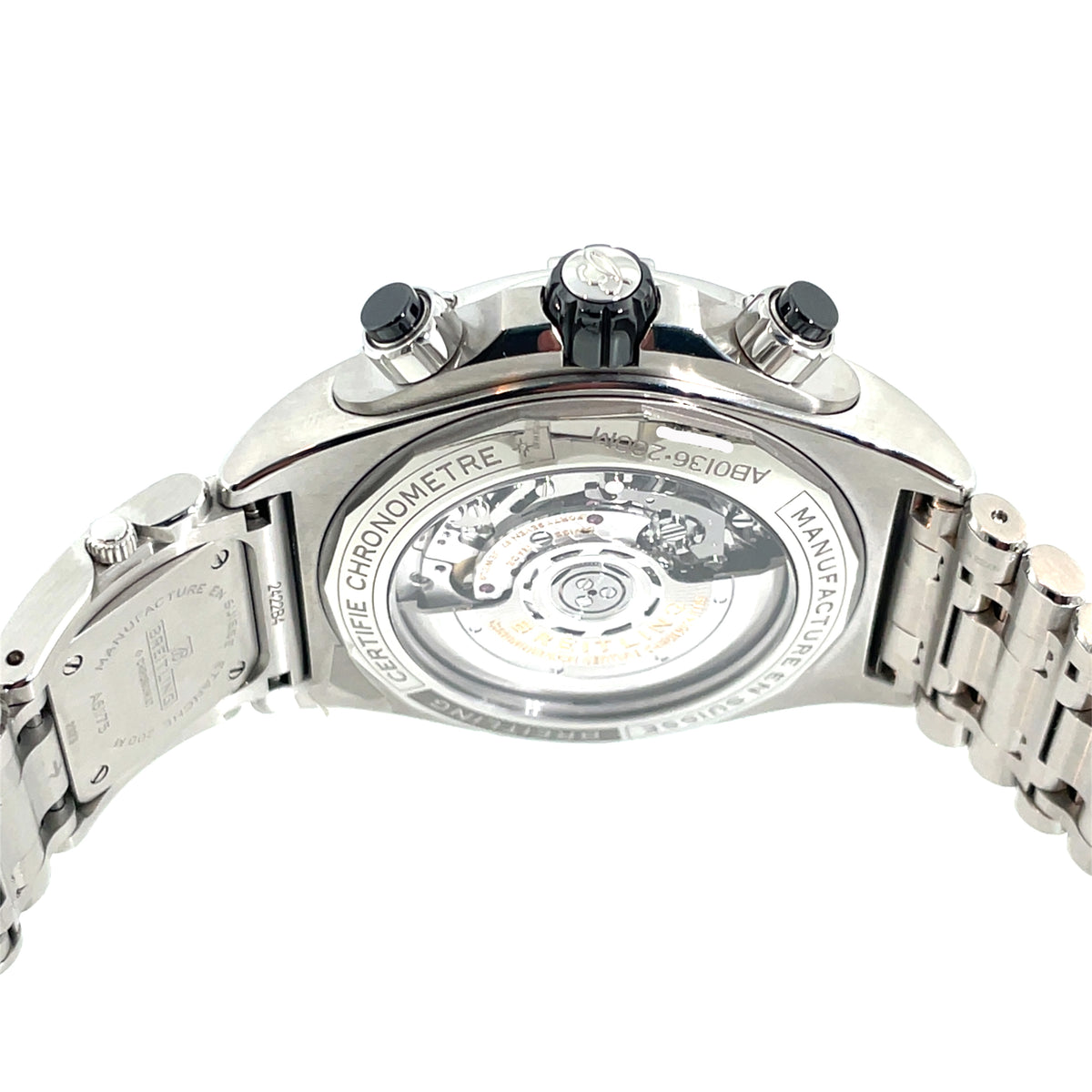 Pre-Owned Breitling Super Chronomat B01 44 Automatic UTC Module Black Steel Watch AB0136251B1A2 UTC