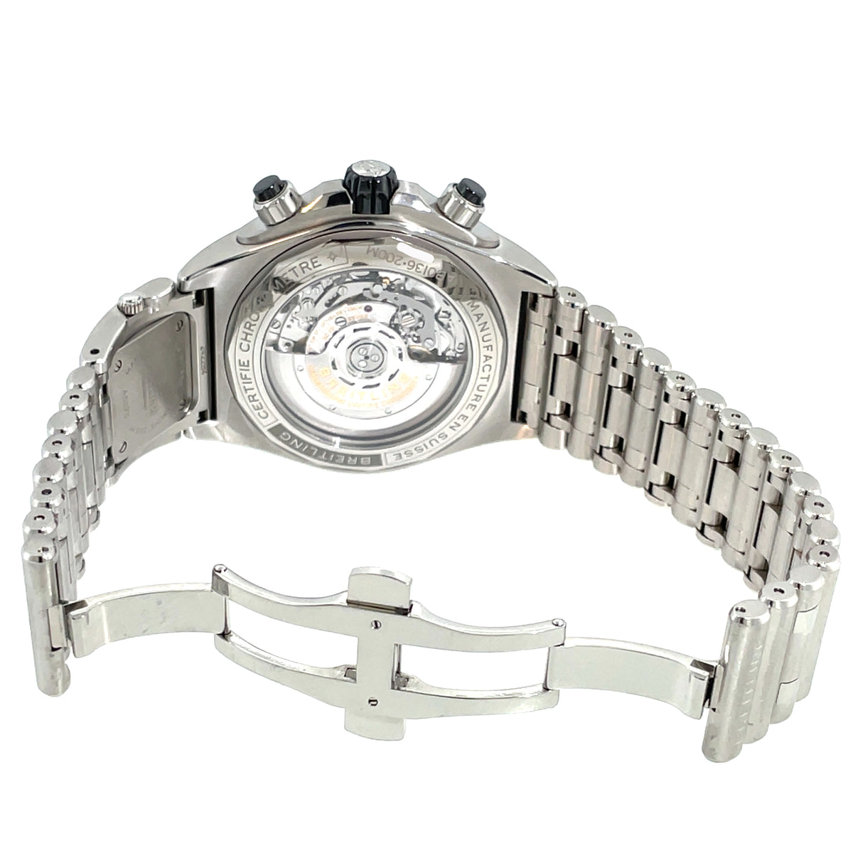 Pre-Owned Breitling Super Chronomat B01 44 Automatic UTC Module Black Steel Watch AB0136251B1A2 UTC