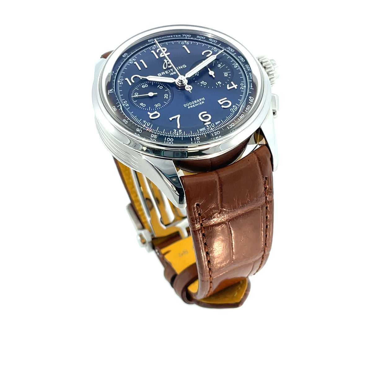 Pre-Owned Breitling Premier Duograph B15 42mm Blue Mechanical Watch AB1510171C1P1