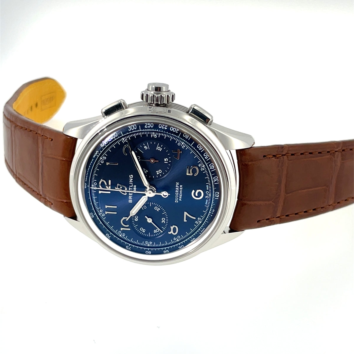 Pre-Owned Breitling Premier Duograph B15 42mm Blue Mechanical Watch AB1510171C1P1