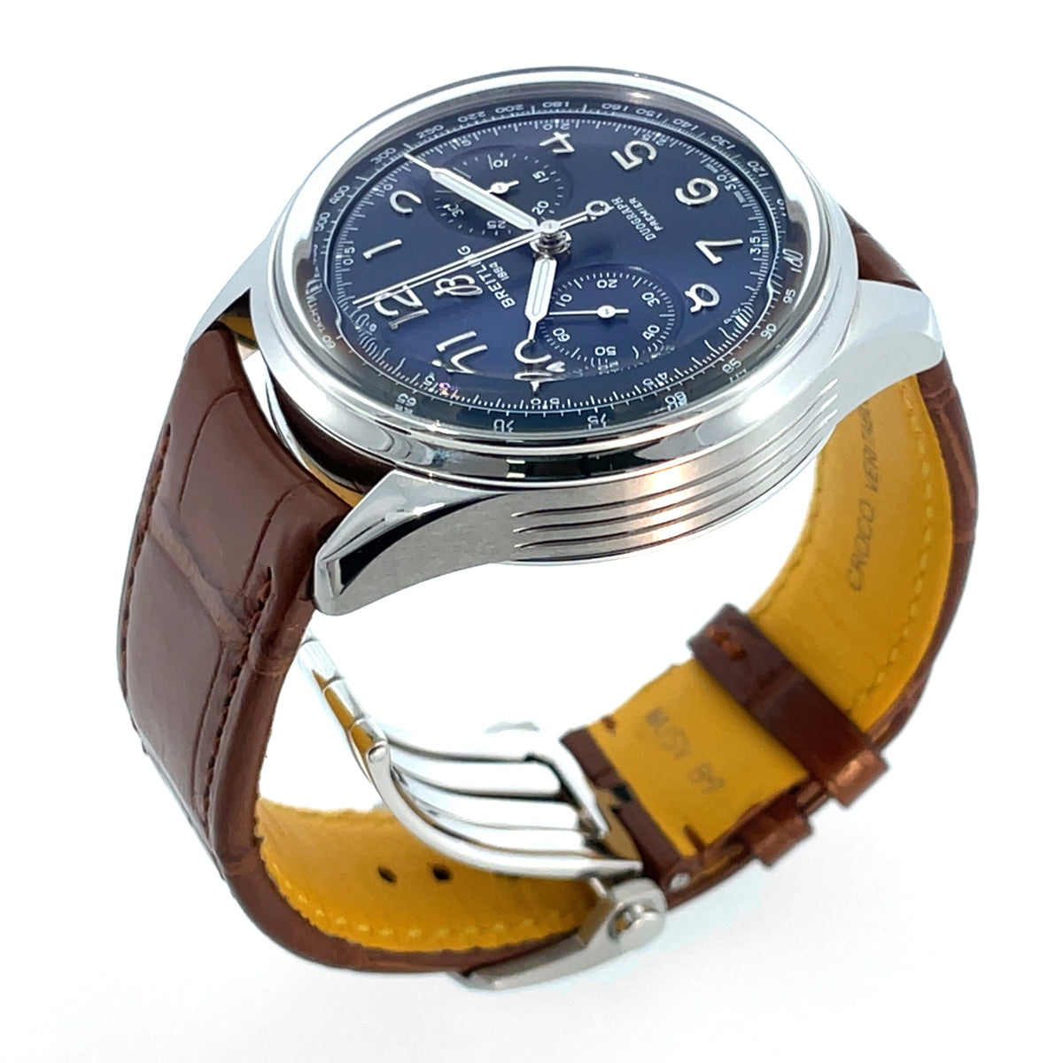 Pre-Owned Breitling Premier Duograph B15 42mm Blue Mechanical Watch AB1510171C1P1