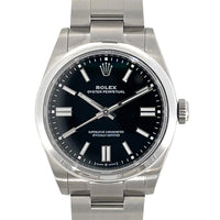 Pre-Owned Rolex Oyster Oystersteel Perpetual Black Dial Watch M134300 41mm