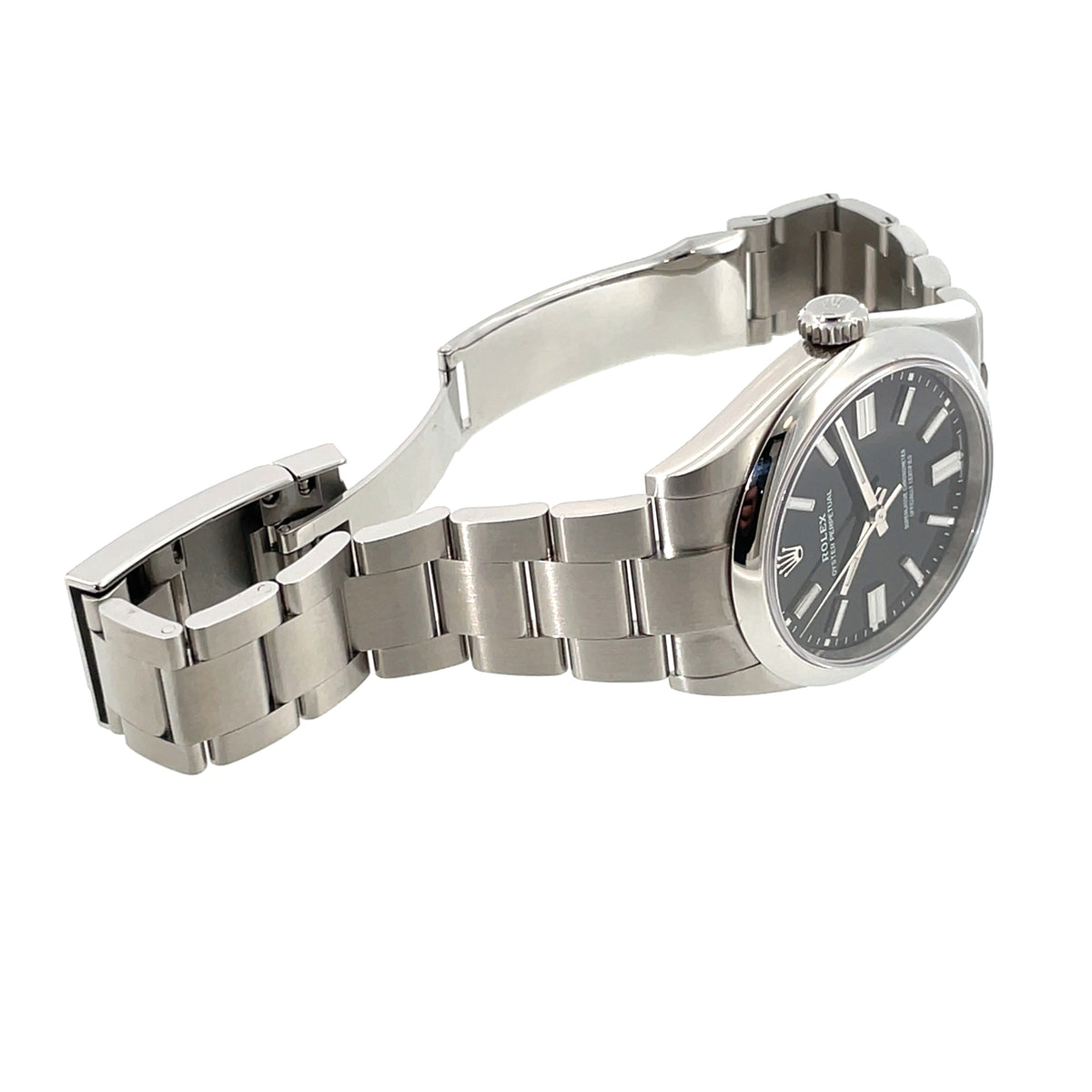 Pre-Owned Rolex Oyster Oystersteel Perpetual Black Dial Watch M134300 41mm