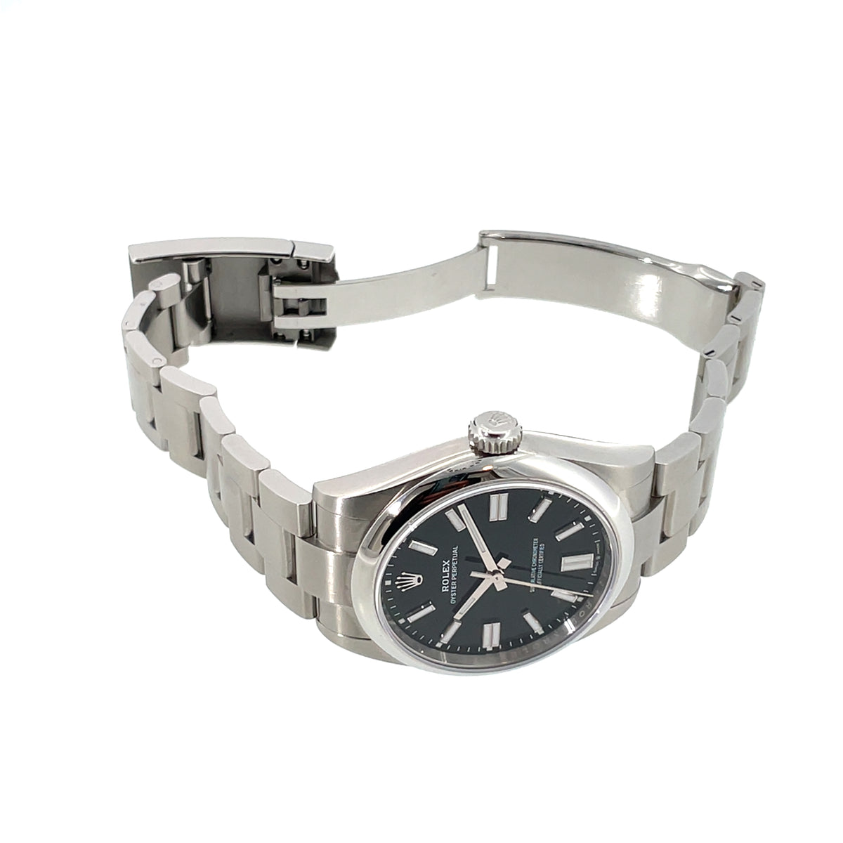 Pre-Owned Rolex Oyster Oystersteel Perpetual Black Dial Watch M134300 41mm