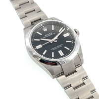 Pre-Owned Rolex Oyster Oystersteel Perpetual Black Dial Watch M134300 41mm