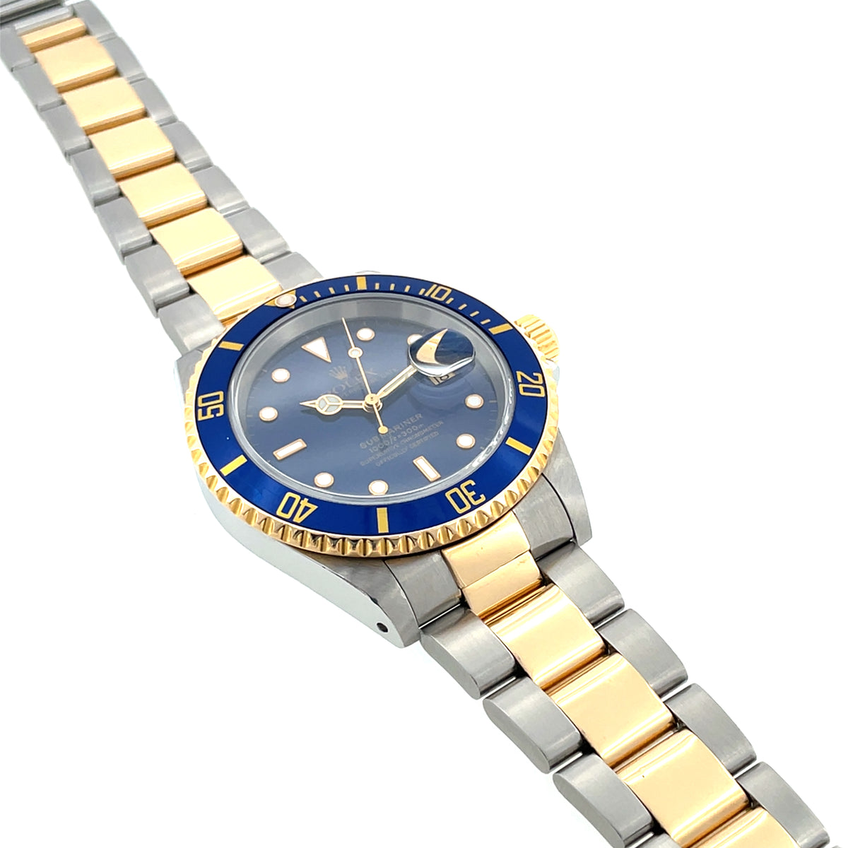 Pre-owned Rolex Blue Submariner Date 16613 Two-Tone Gold Mens Bluesey Watch - NAGI