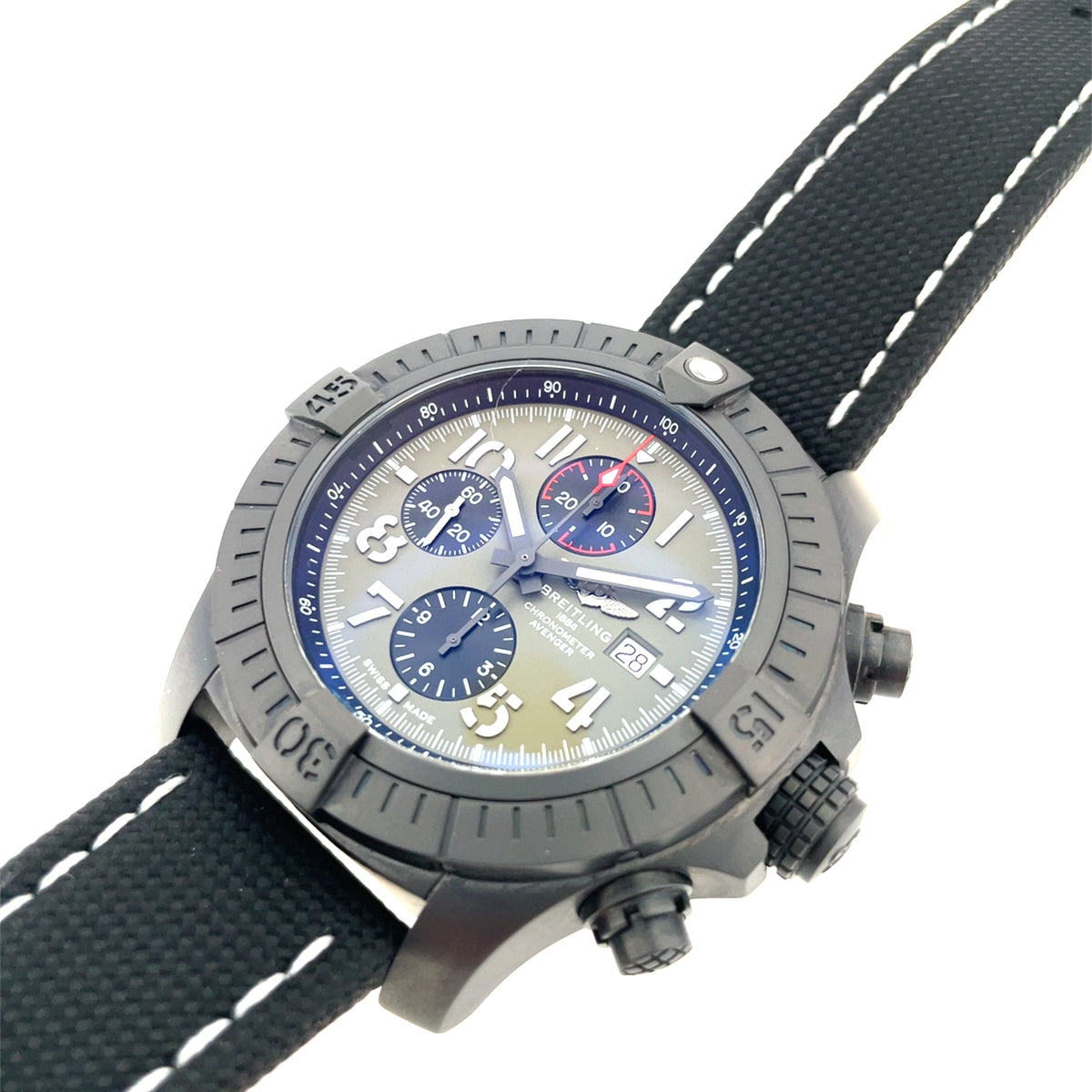 Pre-Owned Breitling Super Avenger 48mm Green Dial Night Mission V133751A1L1X1 - NAGI