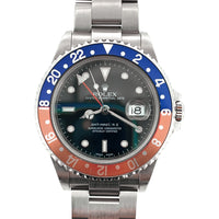 Pre-owned Rolex Pepsi GMT Master II Automatic 40mm Watch Black Dial, Red/Blue 16710 Yr.2000