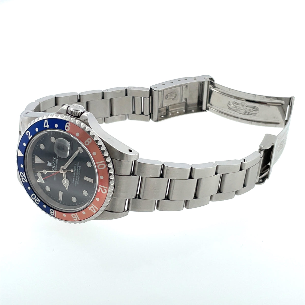 Pre-owned Rolex Pepsi GMT Master II Automatic 40mm Watch Black Dial, Red/Blue 16710 Yr.2000