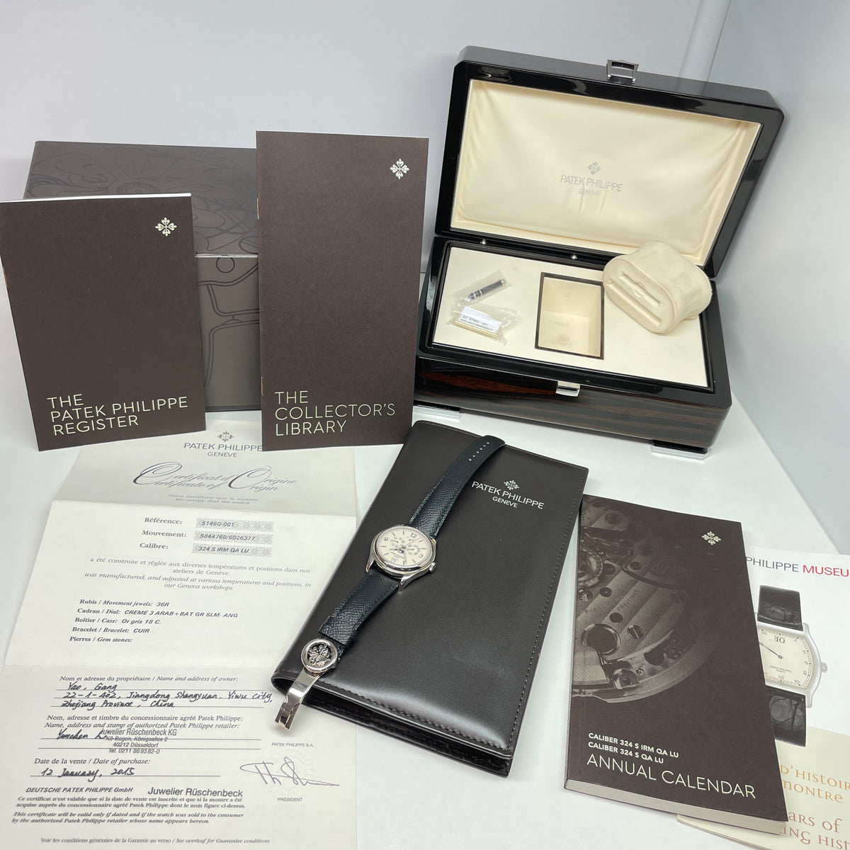 Pre-Owned Patek Philippe 39mm 18K White Gold Annual Calendar Cream Dial Watch 5146G-001