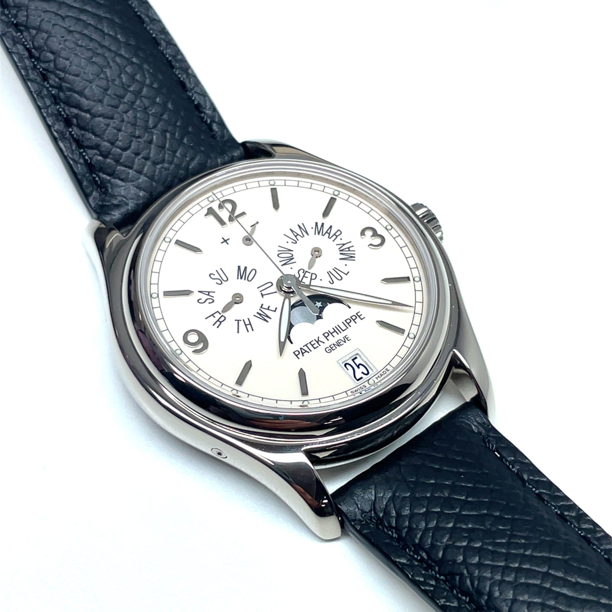 Pre-Owned Patek Philippe 39mm 18K White Gold Annual Calendar Cream Dial Watch 5146G-001