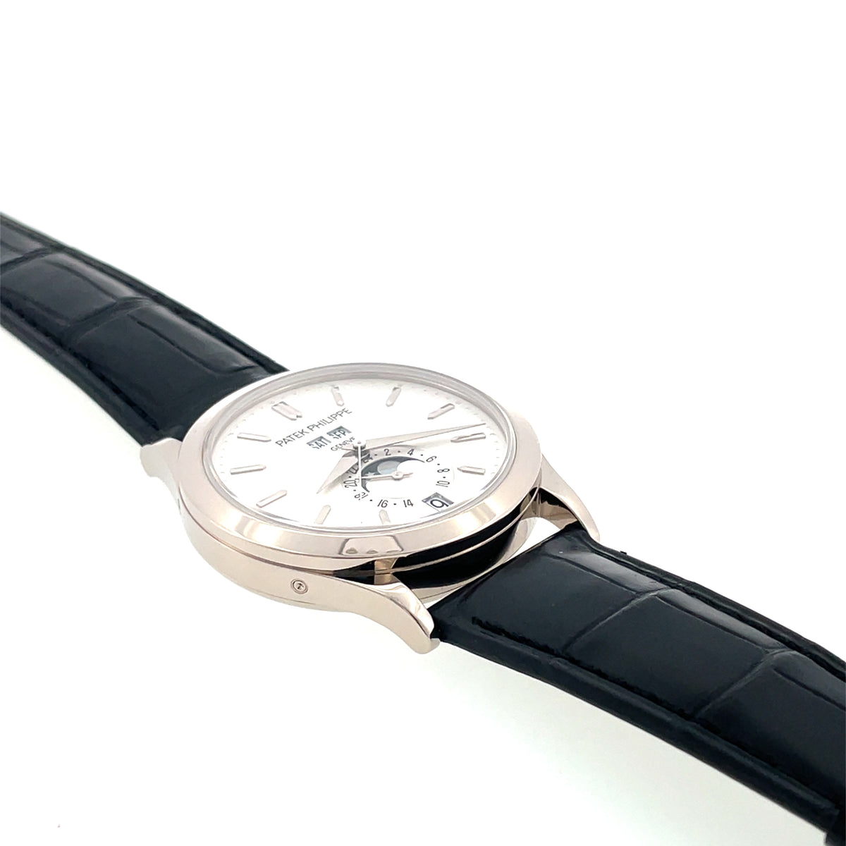 Pre-Owned Patek Philippe 5396G-011 38.5mm 18K White Gold Annual Calendar Silver Dial Watch